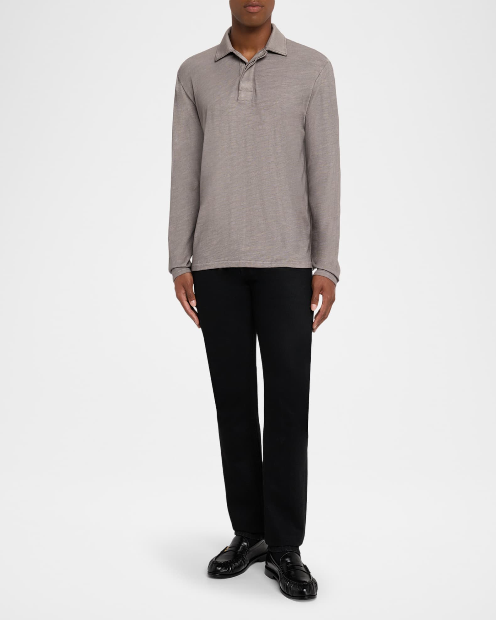 Rag Bone Men's Washed Classic Flame Long-Sleeve Rugby Polo Shirt