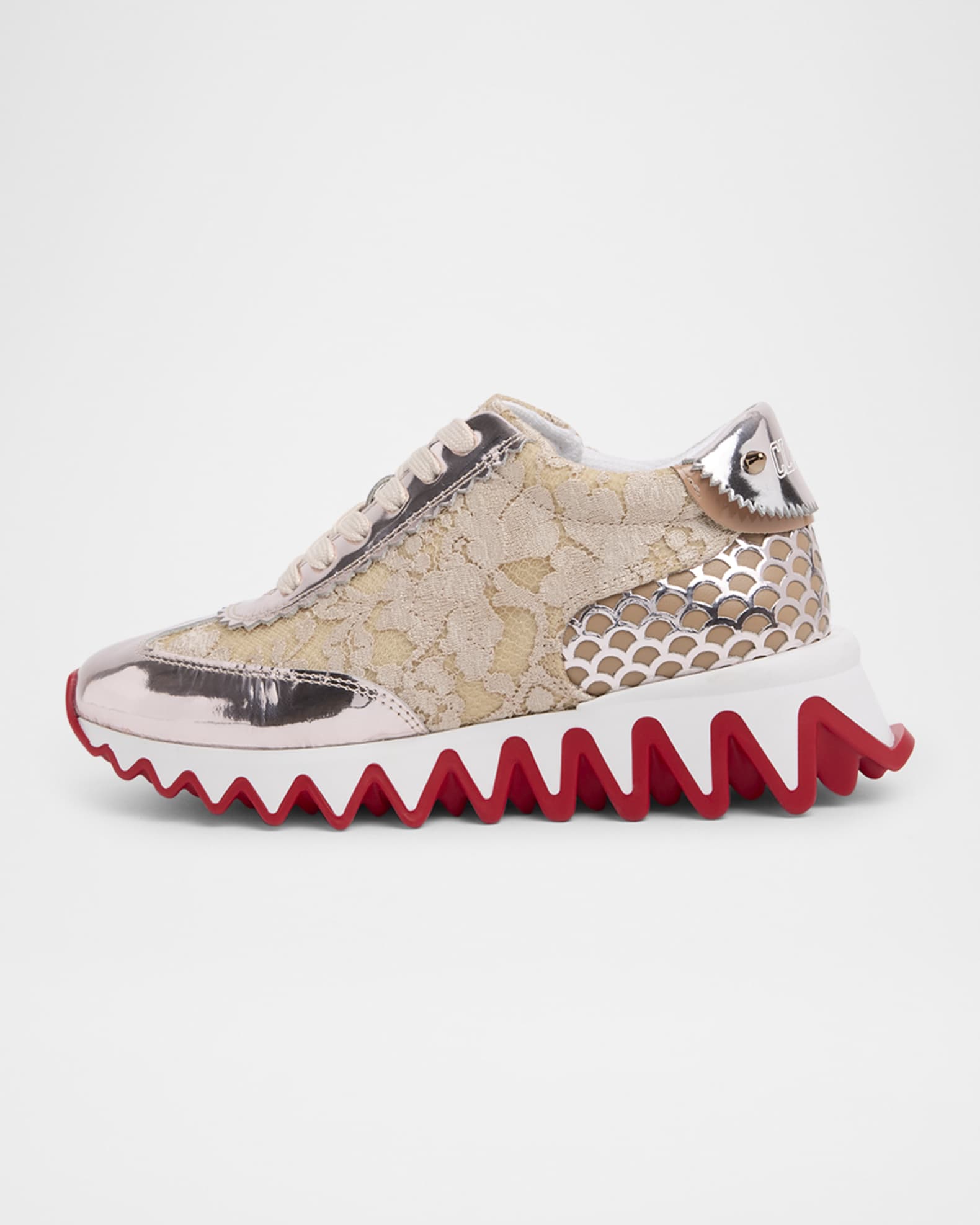 Christian Louboutin Girl's Mini Shark Mixed Media Sneakers