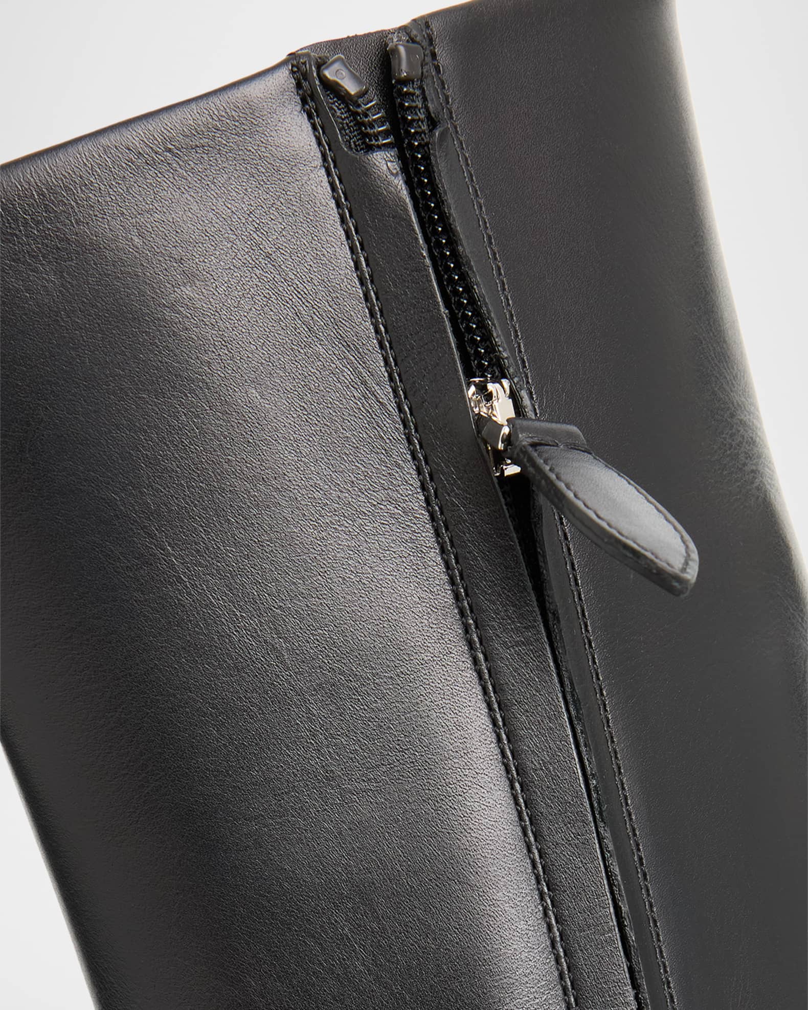 ALAIA Square Calfskin Leather Ankle Boots | Neiman Marcus