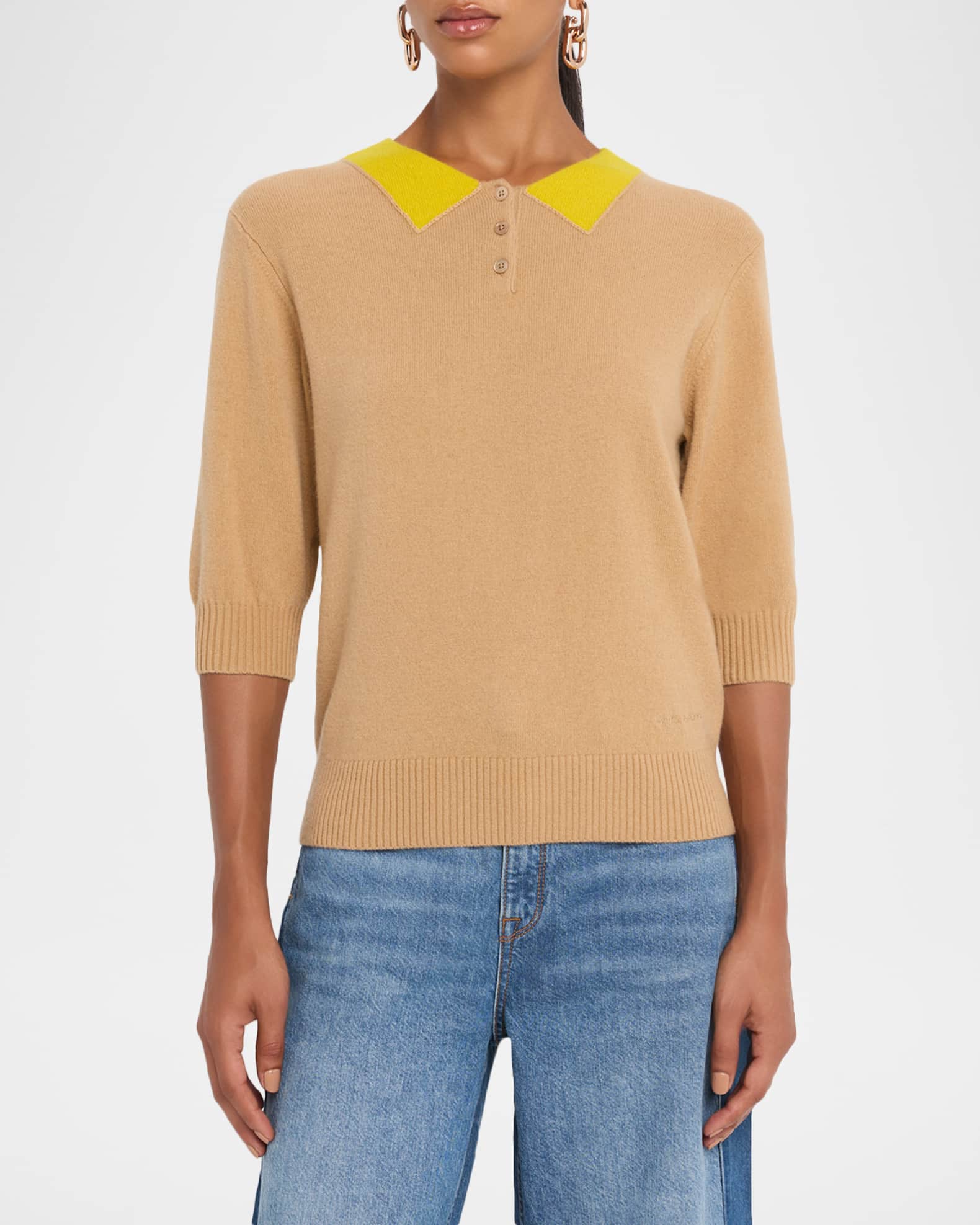 トップス ORIMI SPARCLE KNIT POLO - 1 トップス ORIMI SPARCLE KNIT POLO - 1 Open Knit Stripe Zip Polo