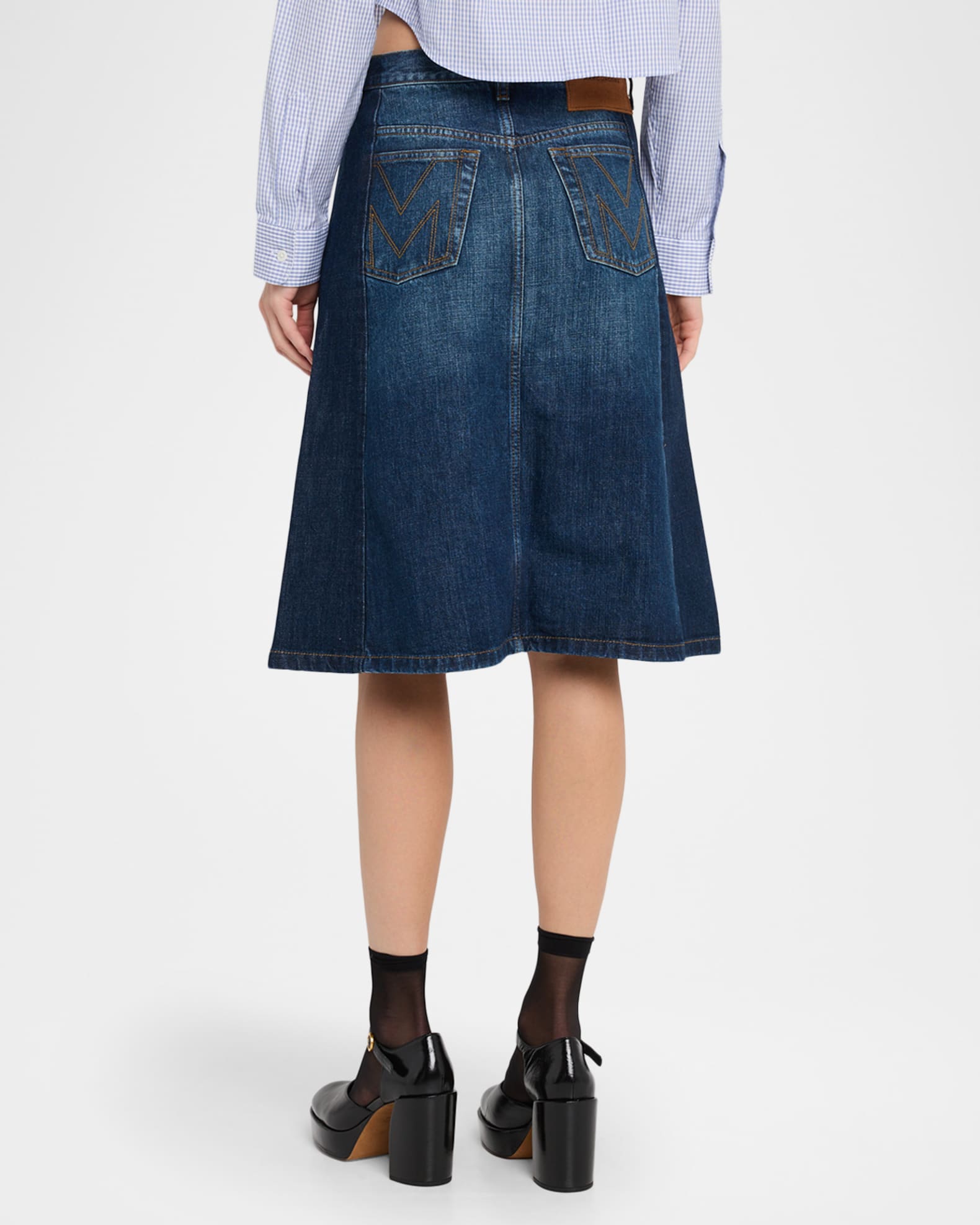 Marc Jacobs Two-Tone Denim Midi Skirt | Neiman Marcus