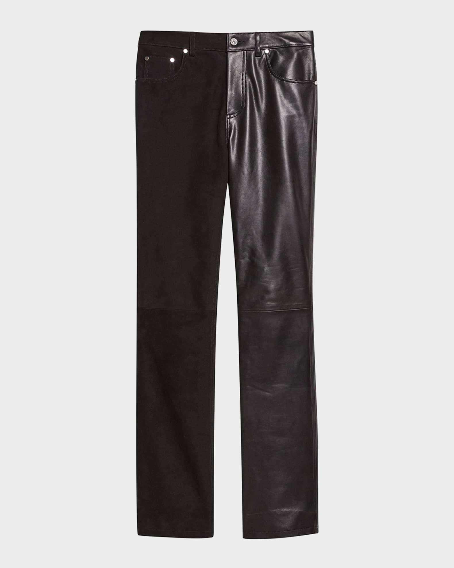 Helmut Lang Bisected Leather Denim Pants | Neiman Marcus