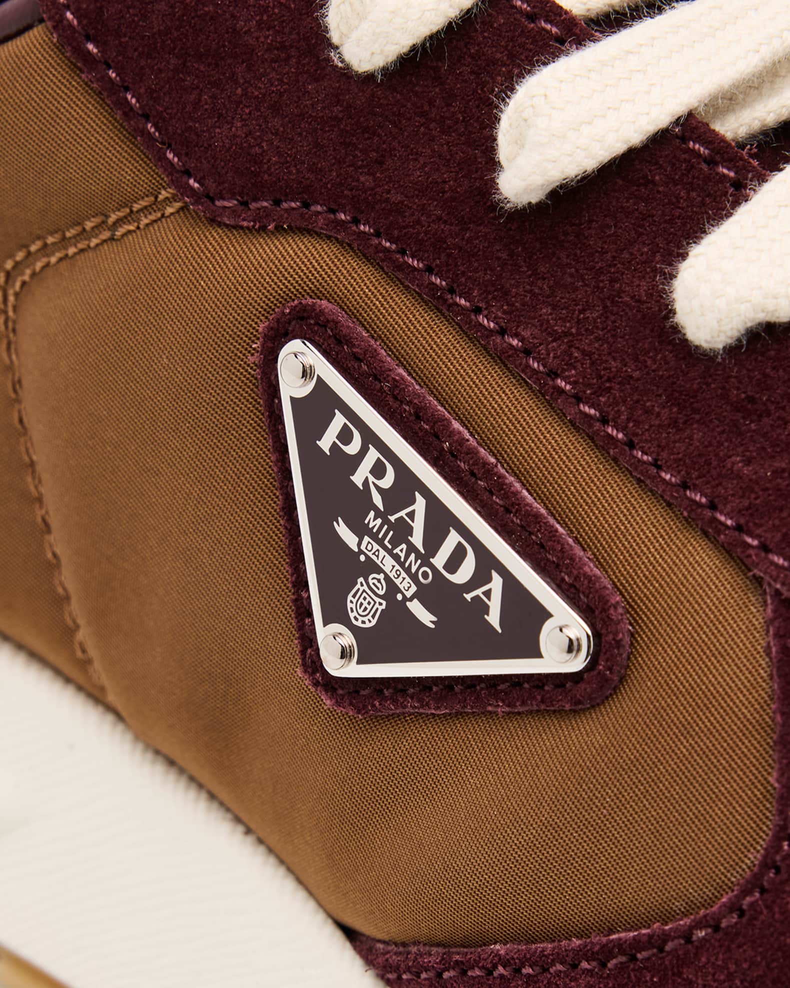 Prada Men's Prax Suede & Re-Nylon Low-Top Sneakers | Neiman Marcus