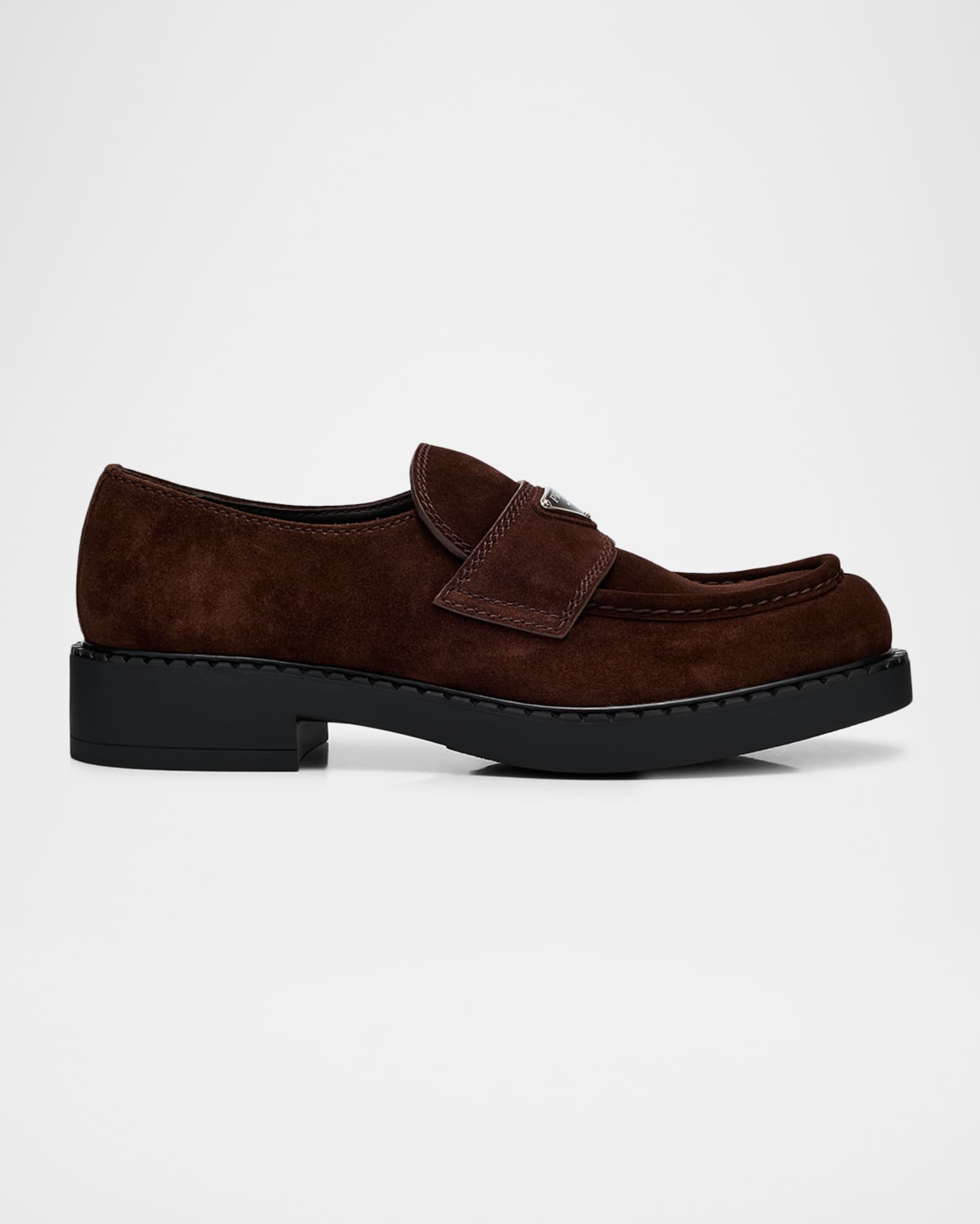 Prada Men's Chocolate Suede Loafers Neiman Marcus