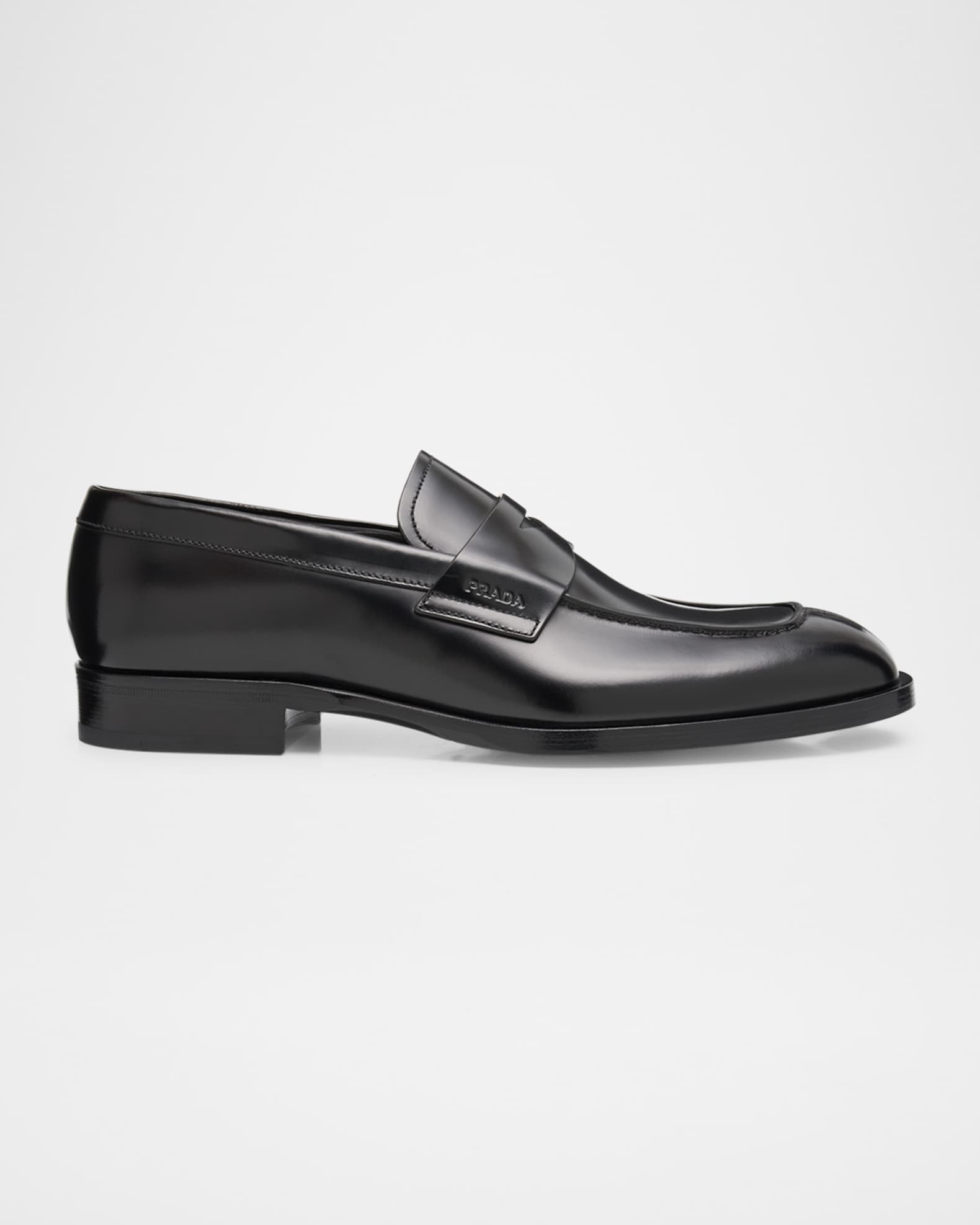 Prada Men's Brushed Leather Loafers | Neiman Marcus