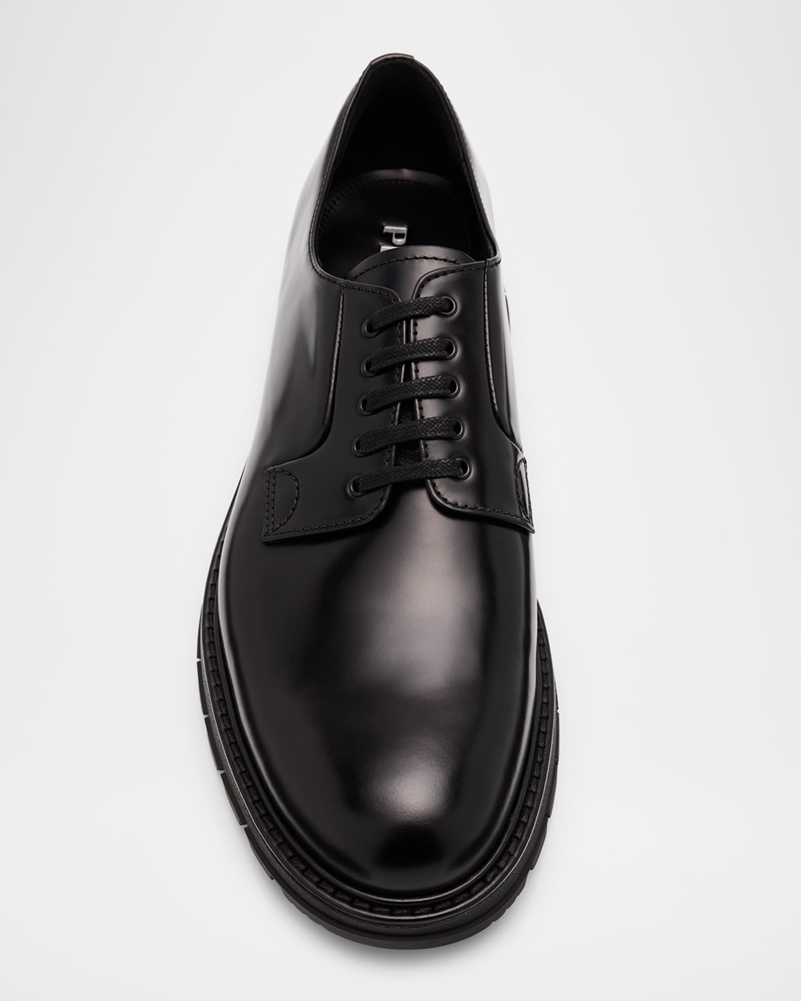 Prada Men's Brushed Leather Lace-Up Shoes | Neiman Marcus