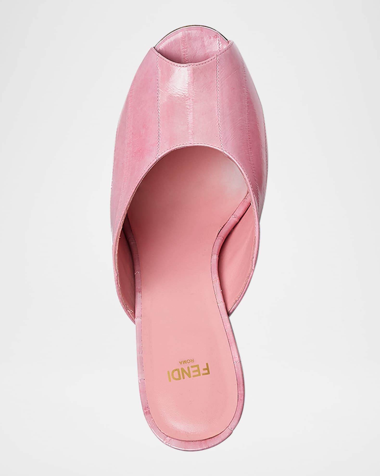 Fendi Eel Leather Peep-Toe Mules Neiman Marcus