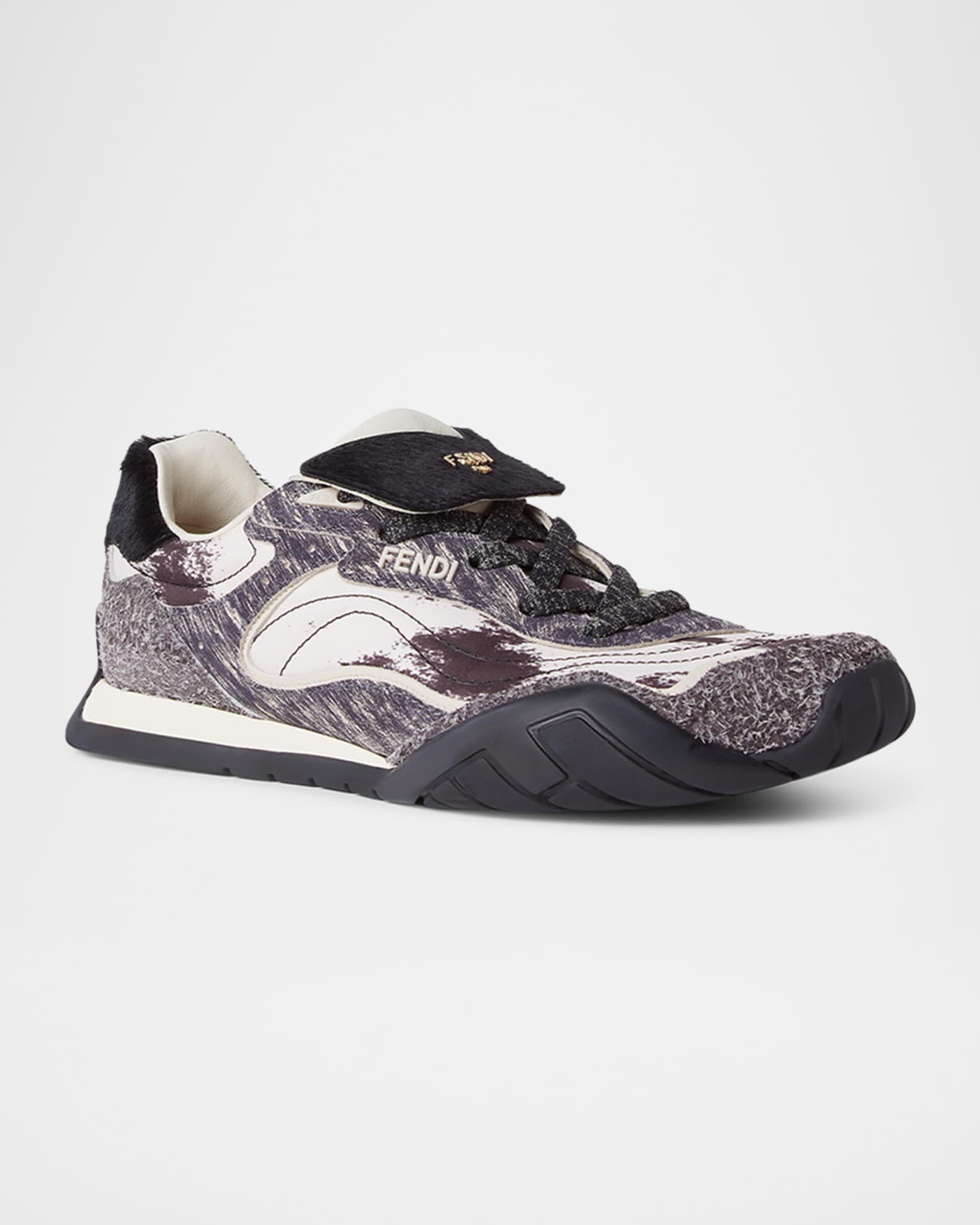 Fendi Wave Pulse Mixed-Media Low-Top Sneakers | Neiman Marcus