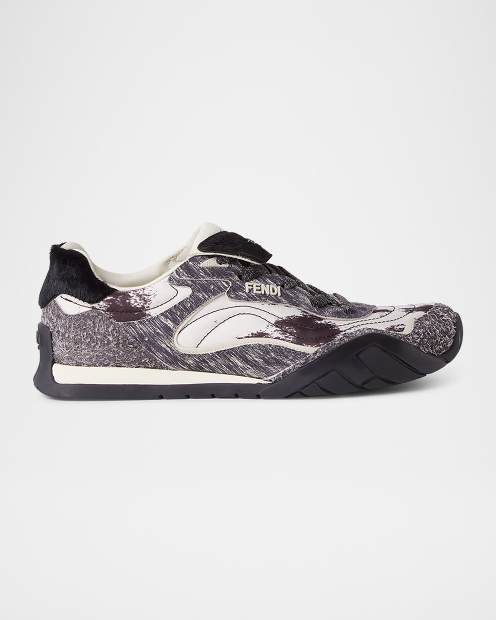 Fendi Wave Pulse Mixed-Media Low-Top Sneakers | Neiman Marcus