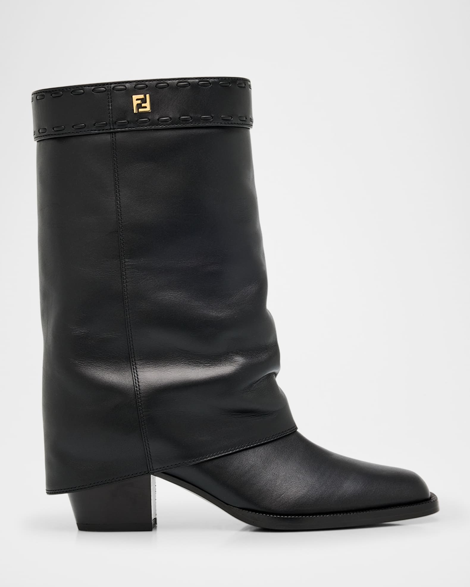 Fendi 55mm Minerva Leather Trompe L'oeil Pant Booties | Neiman Marcus