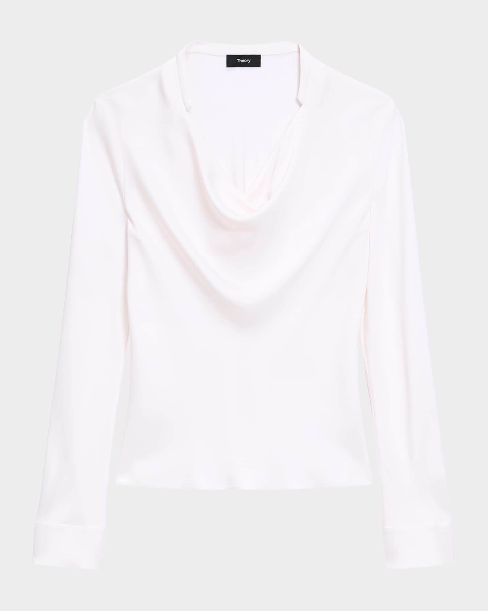 Draped Long-Sleeve Silk Blouse 0