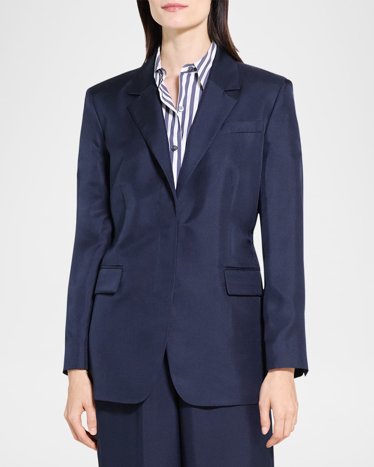 Theory Relaxed Silk Cinch Blazer | Neiman Marcus