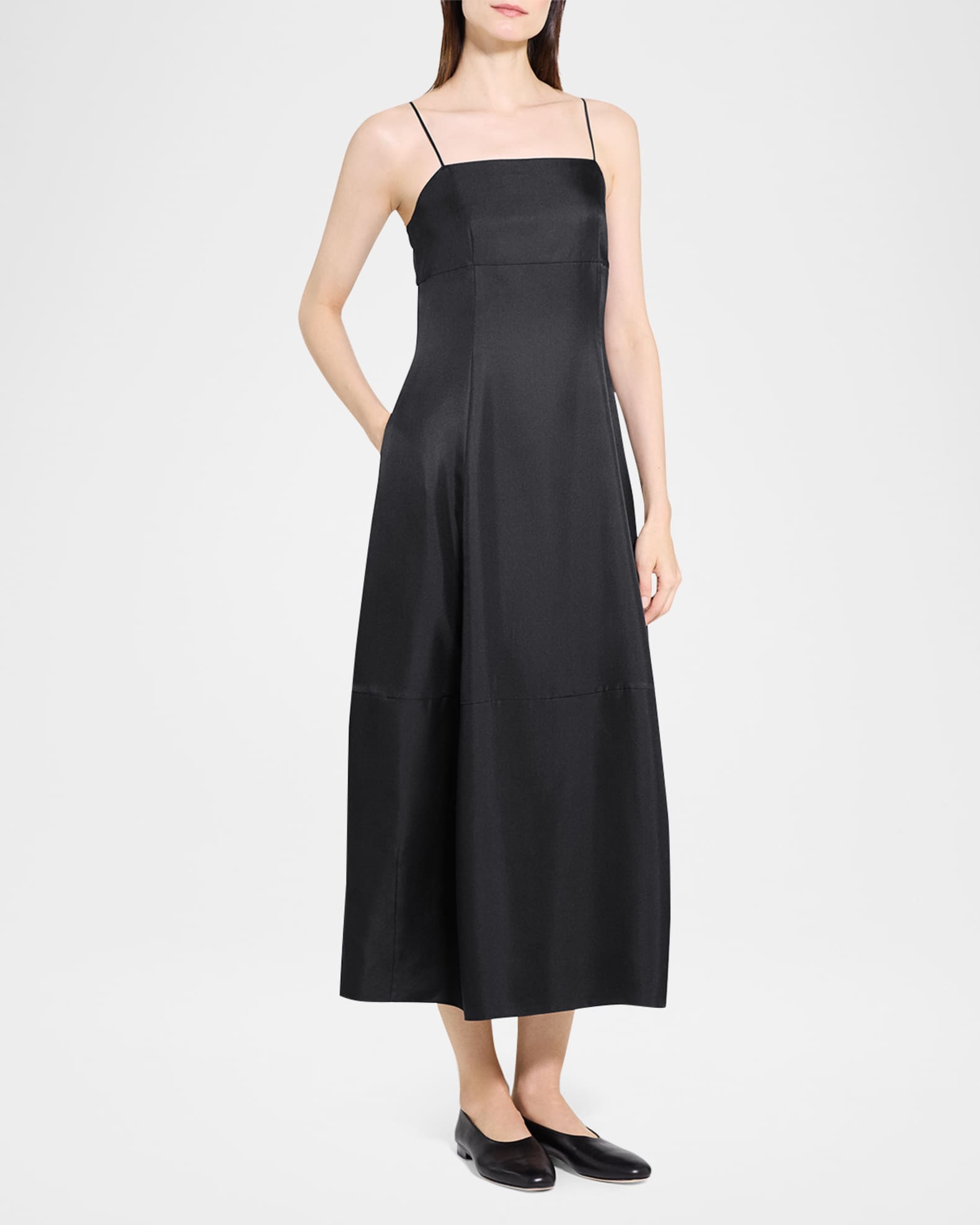 ワンピース Theory Silk effect dress Theory Sleeveless Silk-Twill Dress | Neiman Marcus