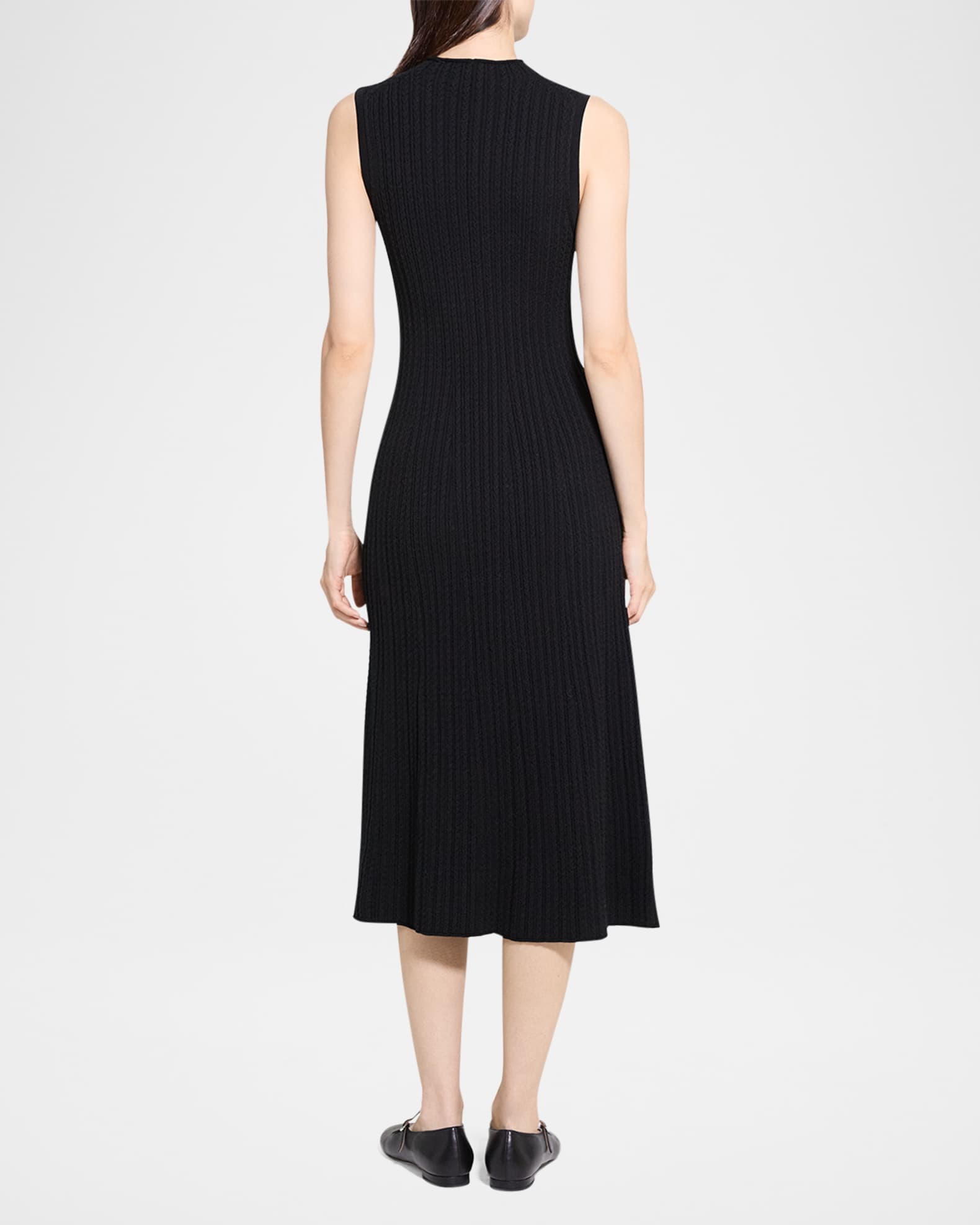 【Theory】Lana Cash TNK Knit Dress Theory Sleeveless Cable-Knit Midi Dress | Neiman Marcus