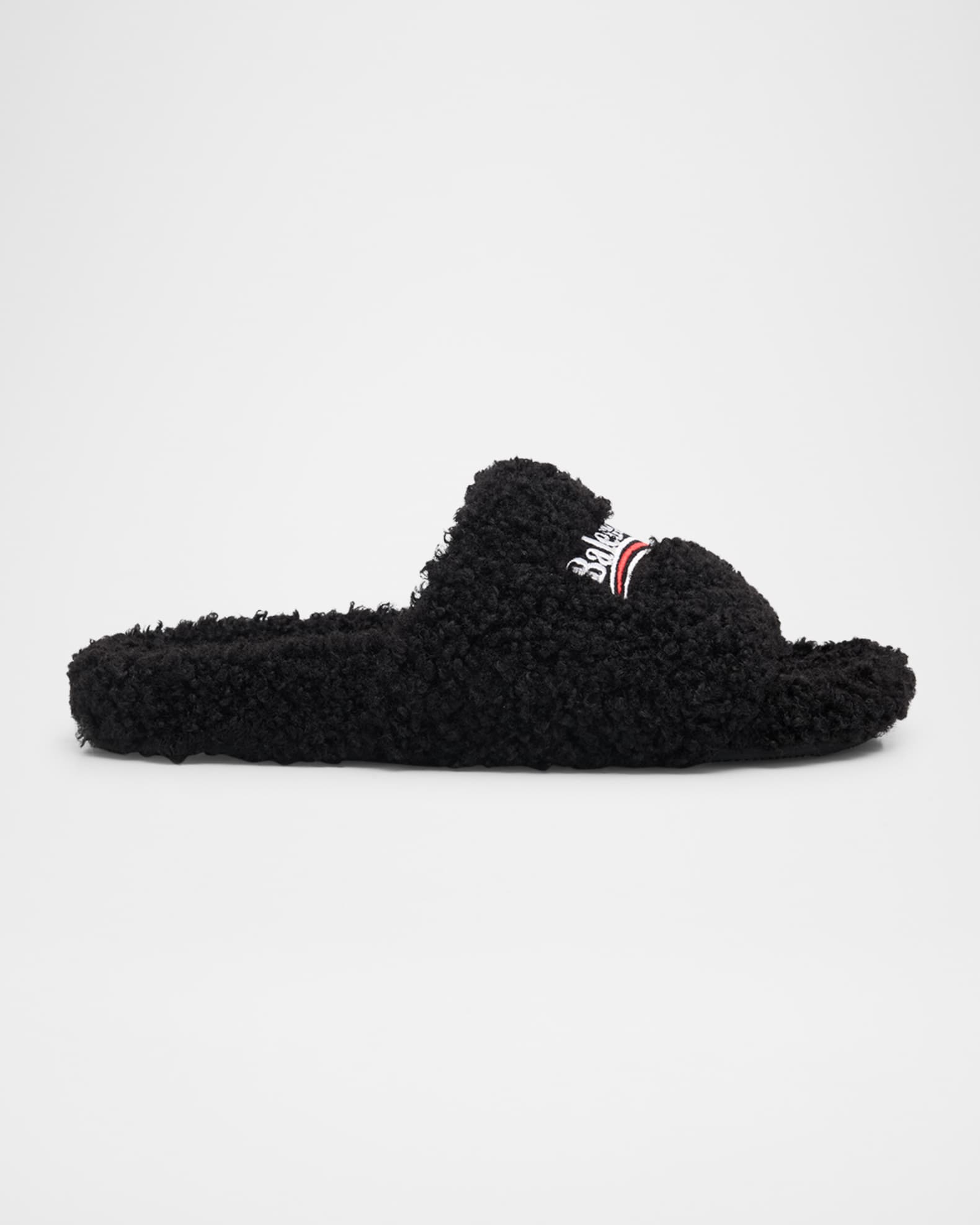 Balenciaga Furry Slide Sandals | Neiman Marcus