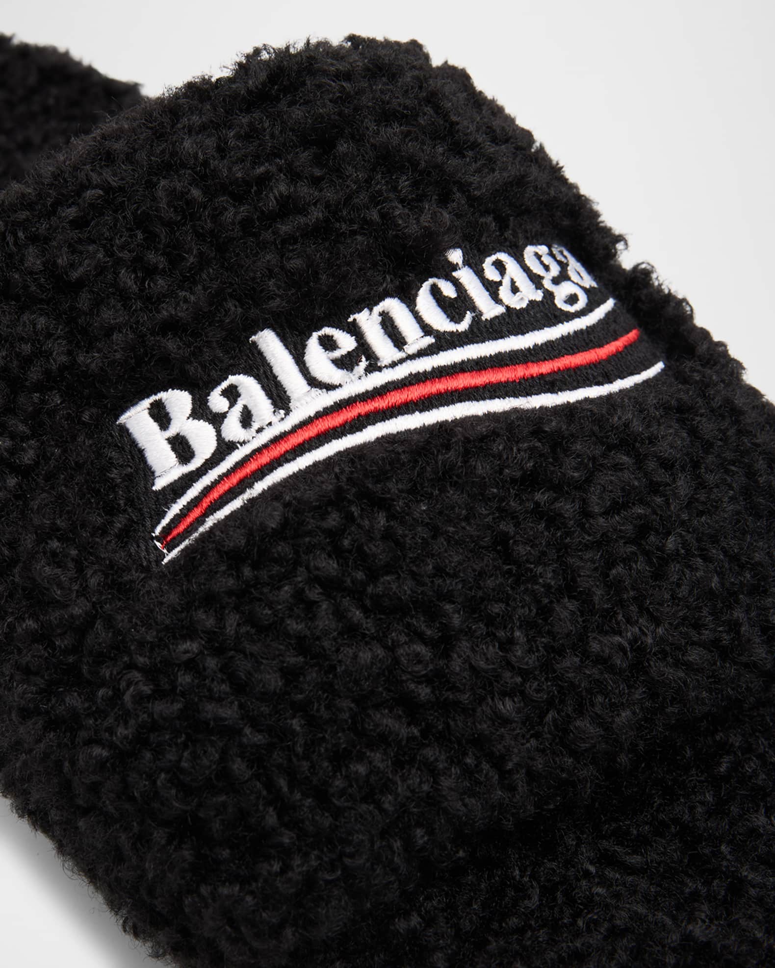 Balenciaga Furry Slide Sandals | Neiman Marcus