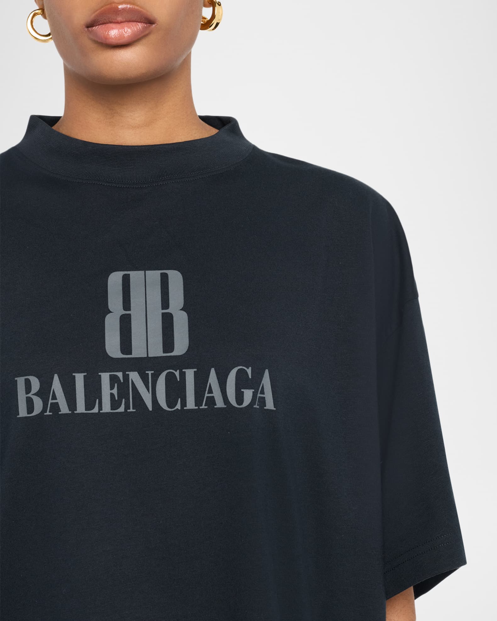 Balenciaga Nano BB Logo Oversized T-Shirt | Neiman Marcus