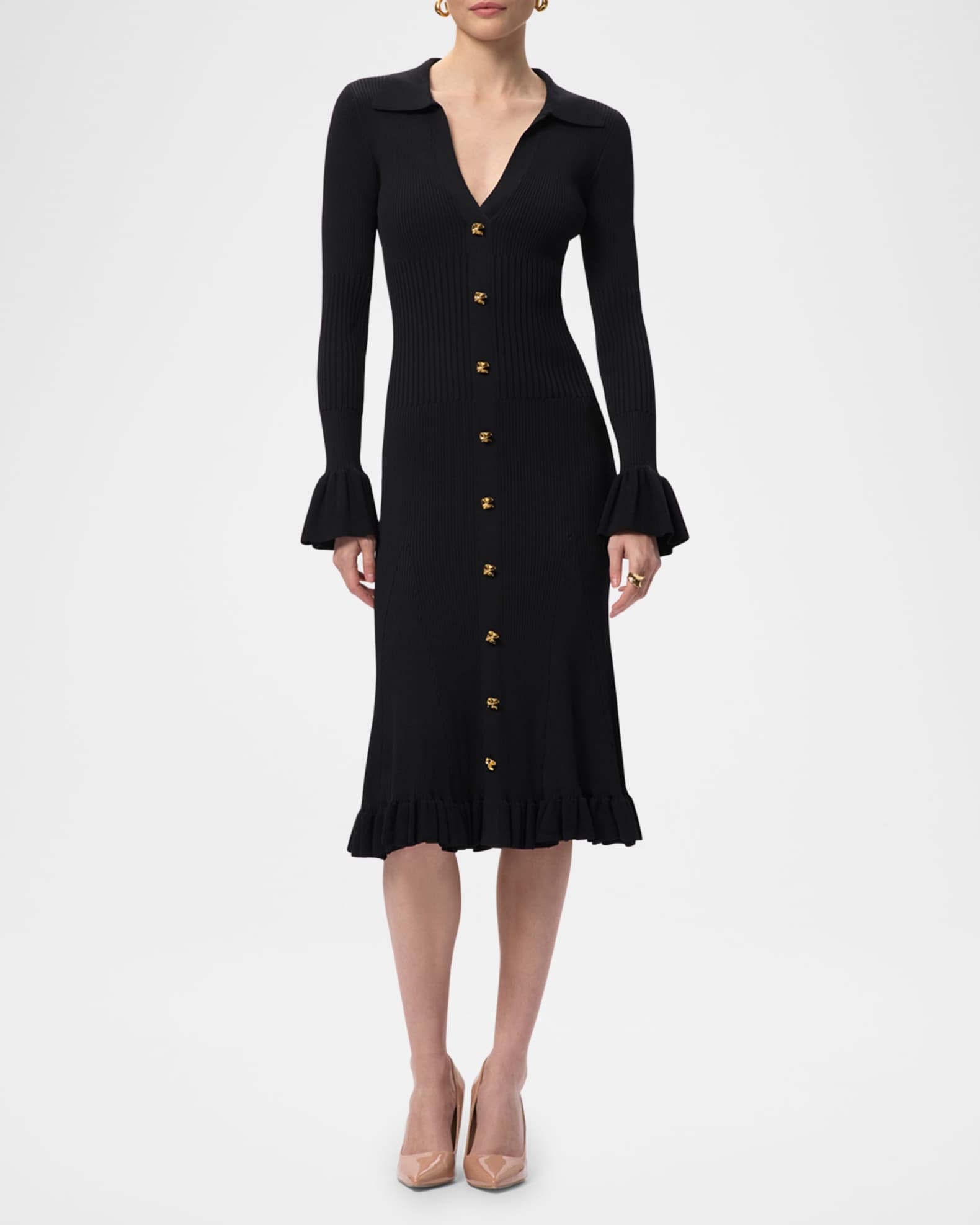 The Hallie Ribbed Button-Down Midi Dress 1