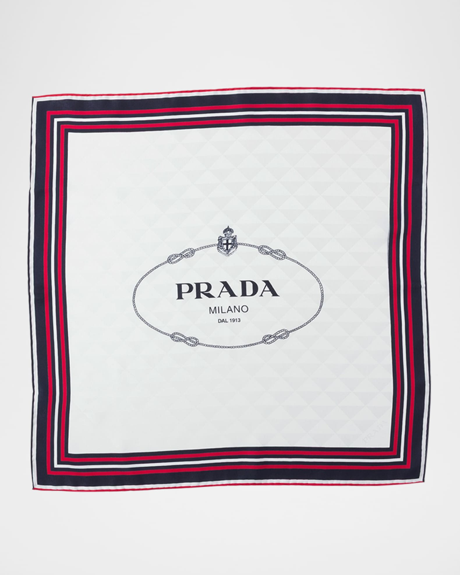 【関税&送料込】Prada Silk Twill Foulard Astral Blue Printed silk twill scarf 55x55 | PRADA
