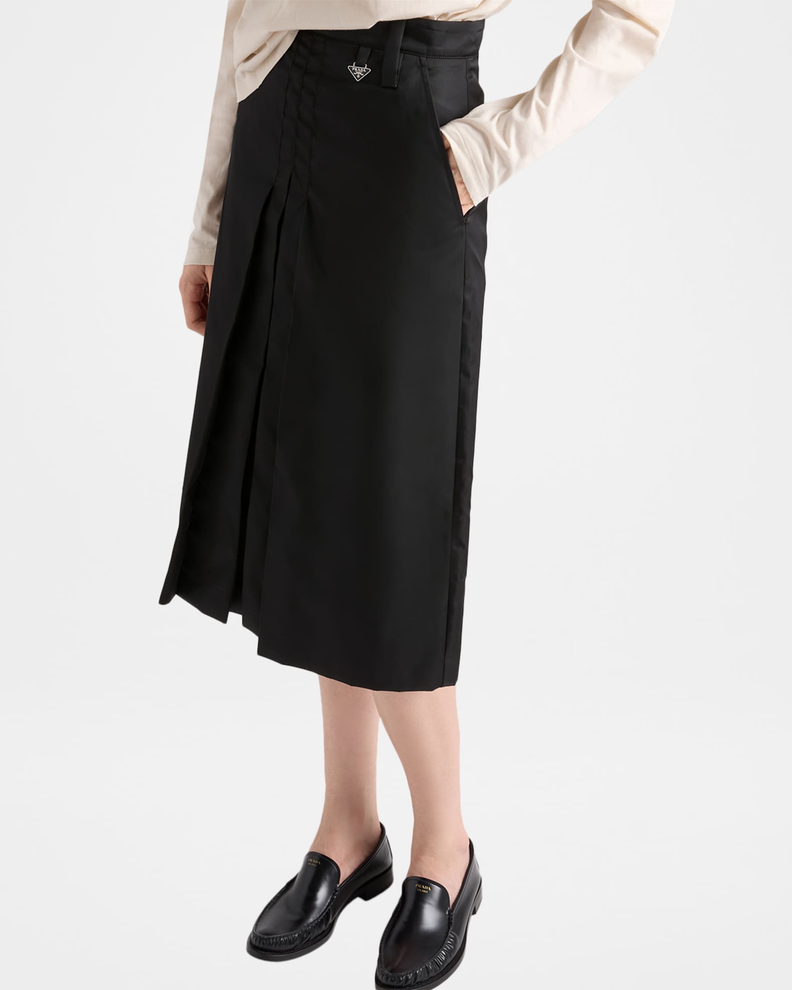 Prada Flared Re-Nylon Midi Skirt | Neiman Marcus