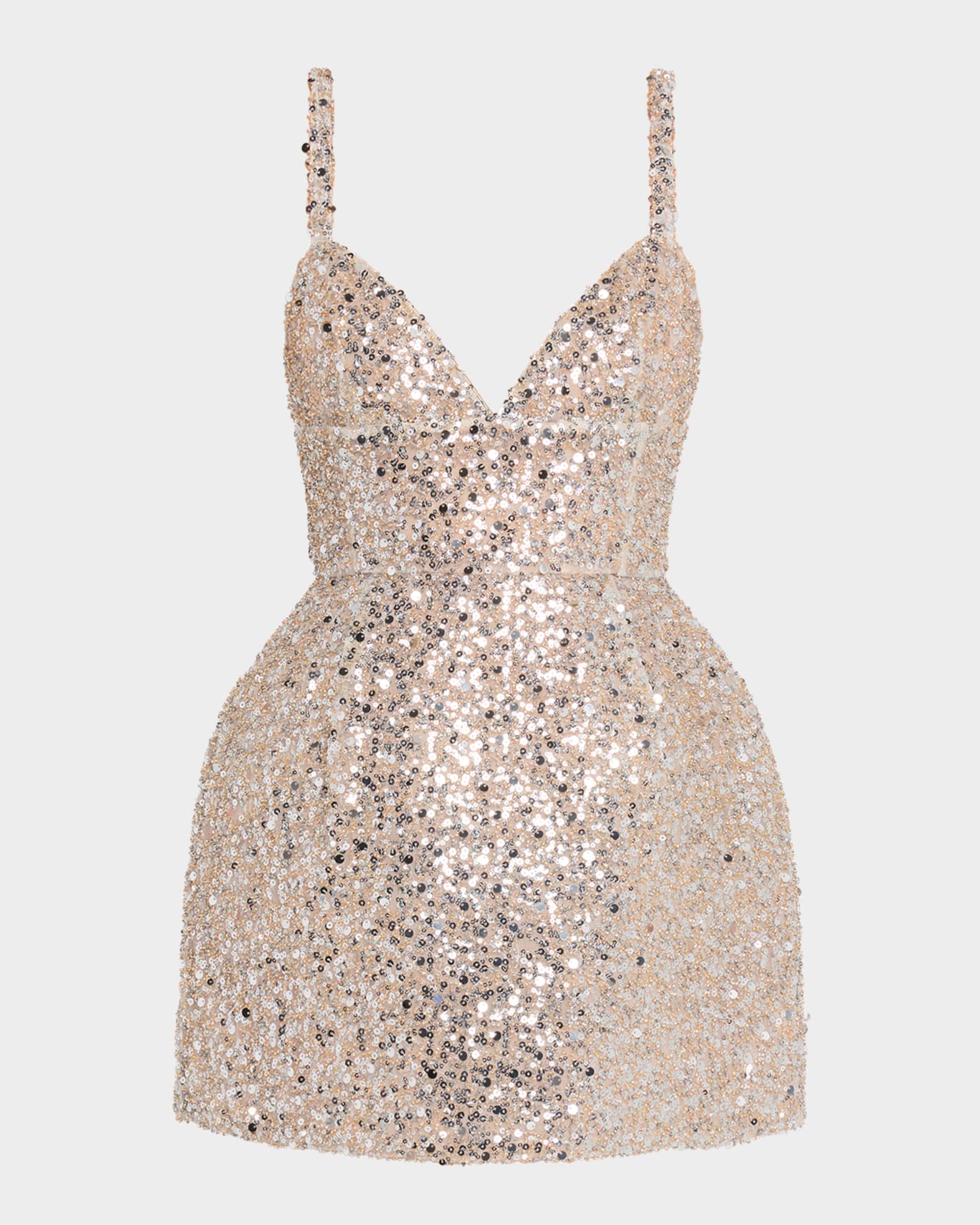 Bronx and Banco Tessa Deep V-Neck Sequin Mini Dress | Neiman