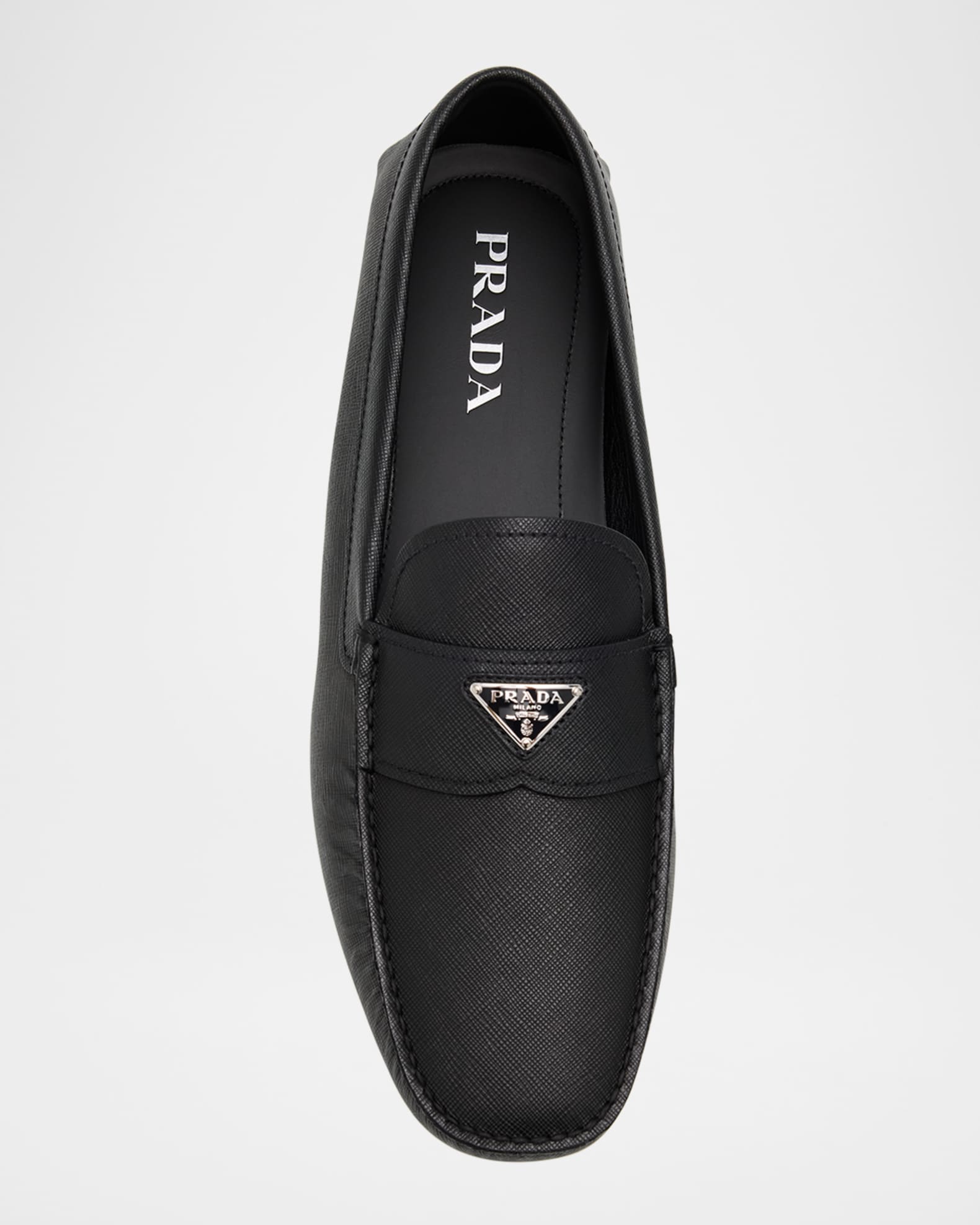 Prada Men's Saffiano Leather Deconstructed Driving Shoes | Neiman