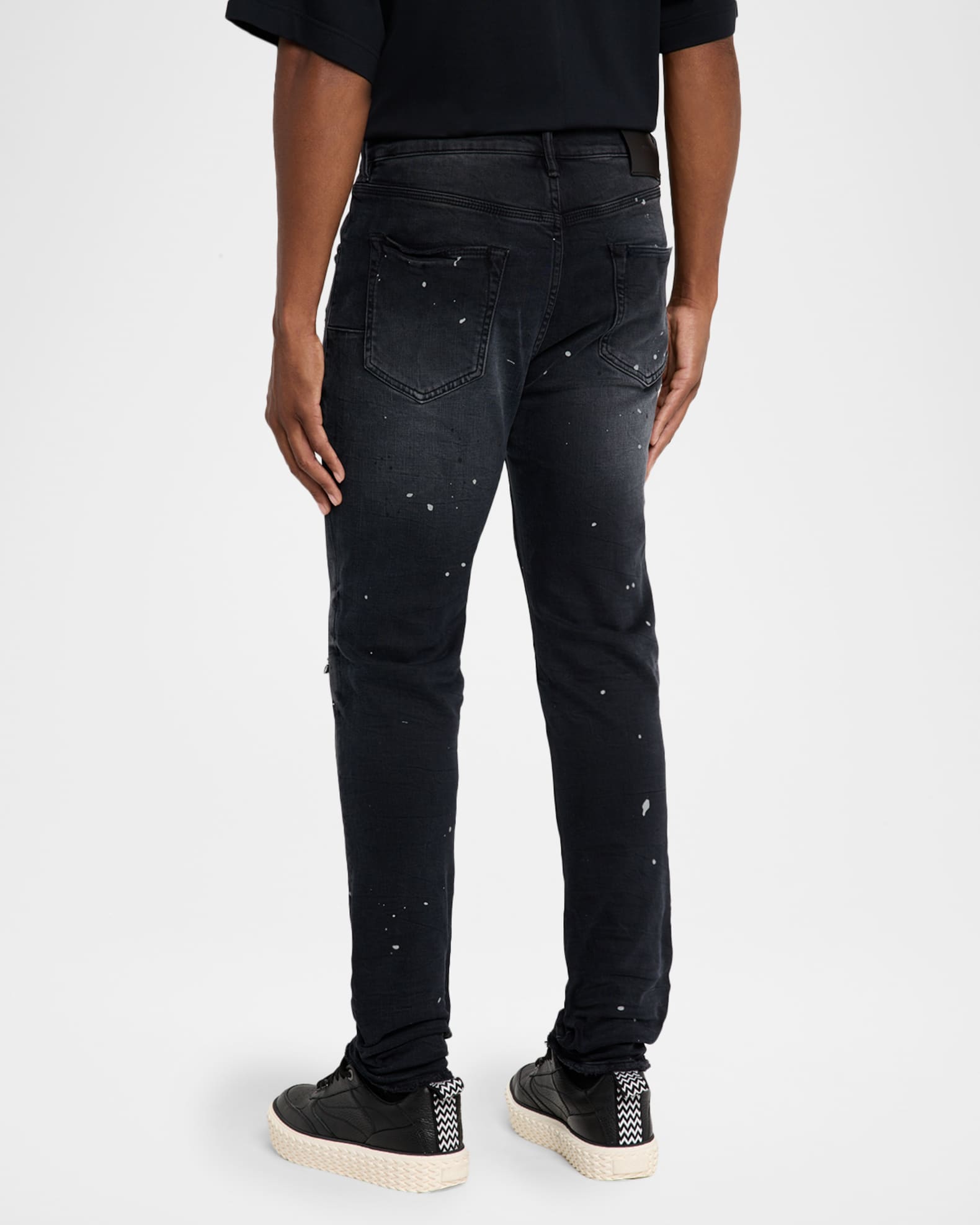 PURPLE Men's Reflective Paint Rip & Pair Denim Jeans | Neiman Marcus
