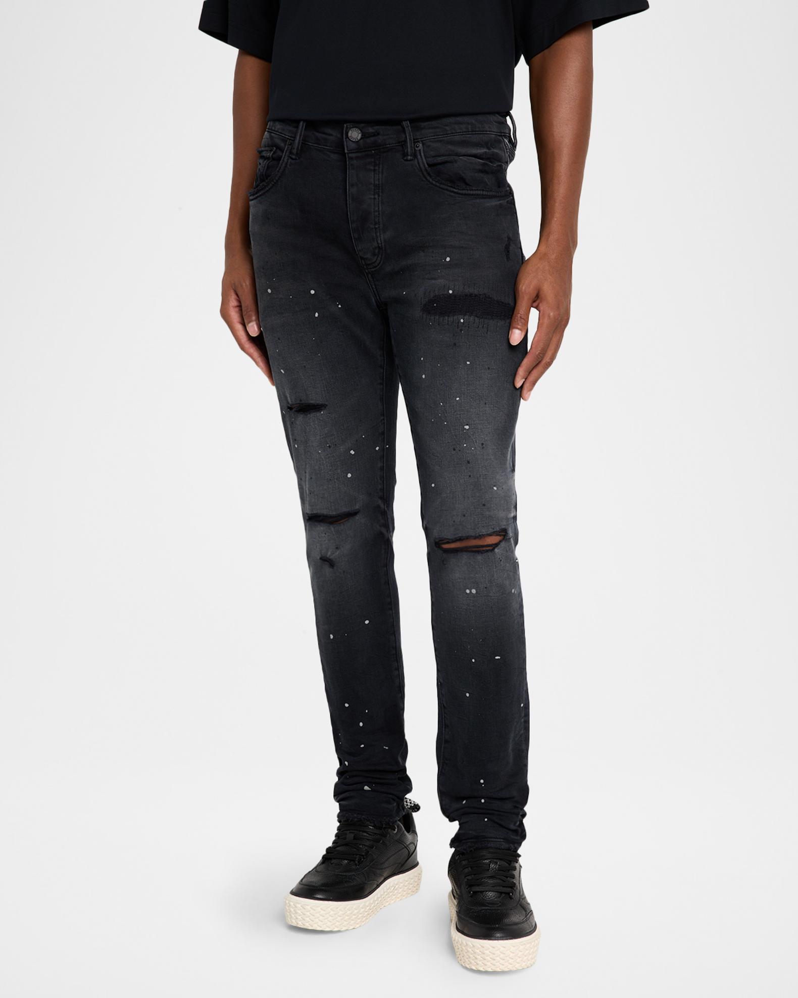 PURPLE Men's Reflective Paint Rip & Pair Denim Jeans | Neiman Marcus