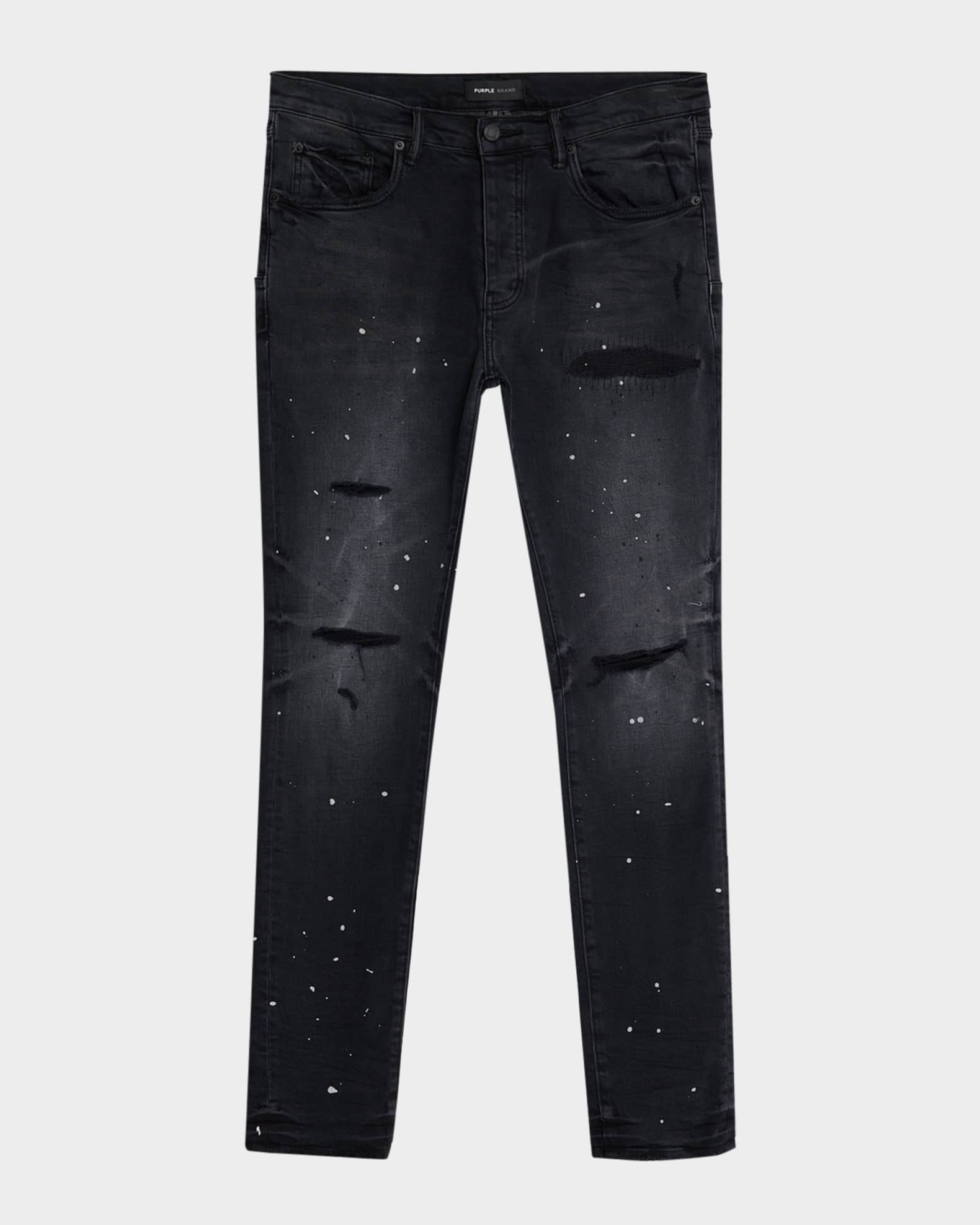 Men's Reflective Paint Rip & Pair Denim Jeans 0