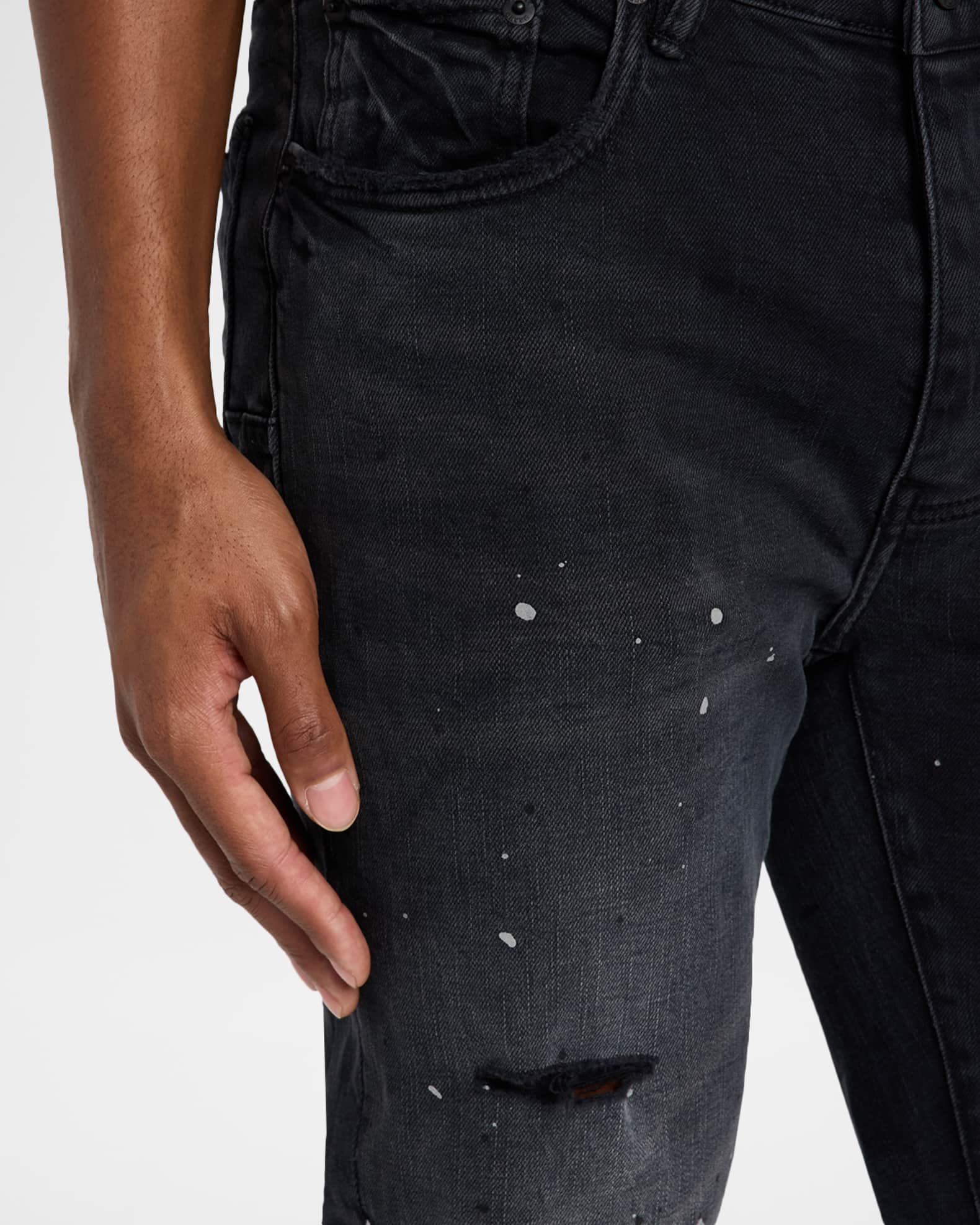 PURPLE Men's Reflective Paint Rip & Pair Denim Jeans | Neiman Marcus