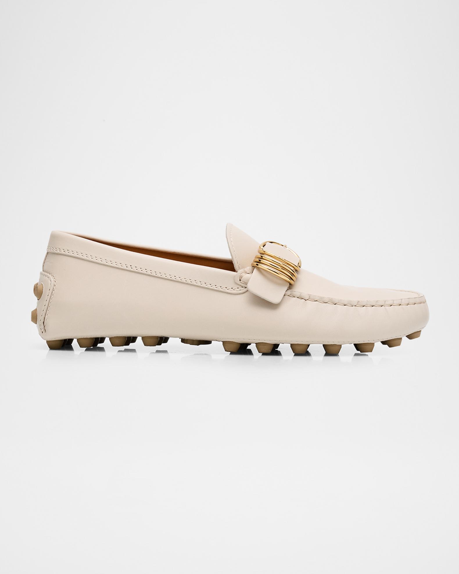 Tod\'s Gommini White Slip-On Driving Loafers Side Suede Stripes Moccasin Unisex Woman BEIGE Glove Gommino Loafers in Suede  main image 3
