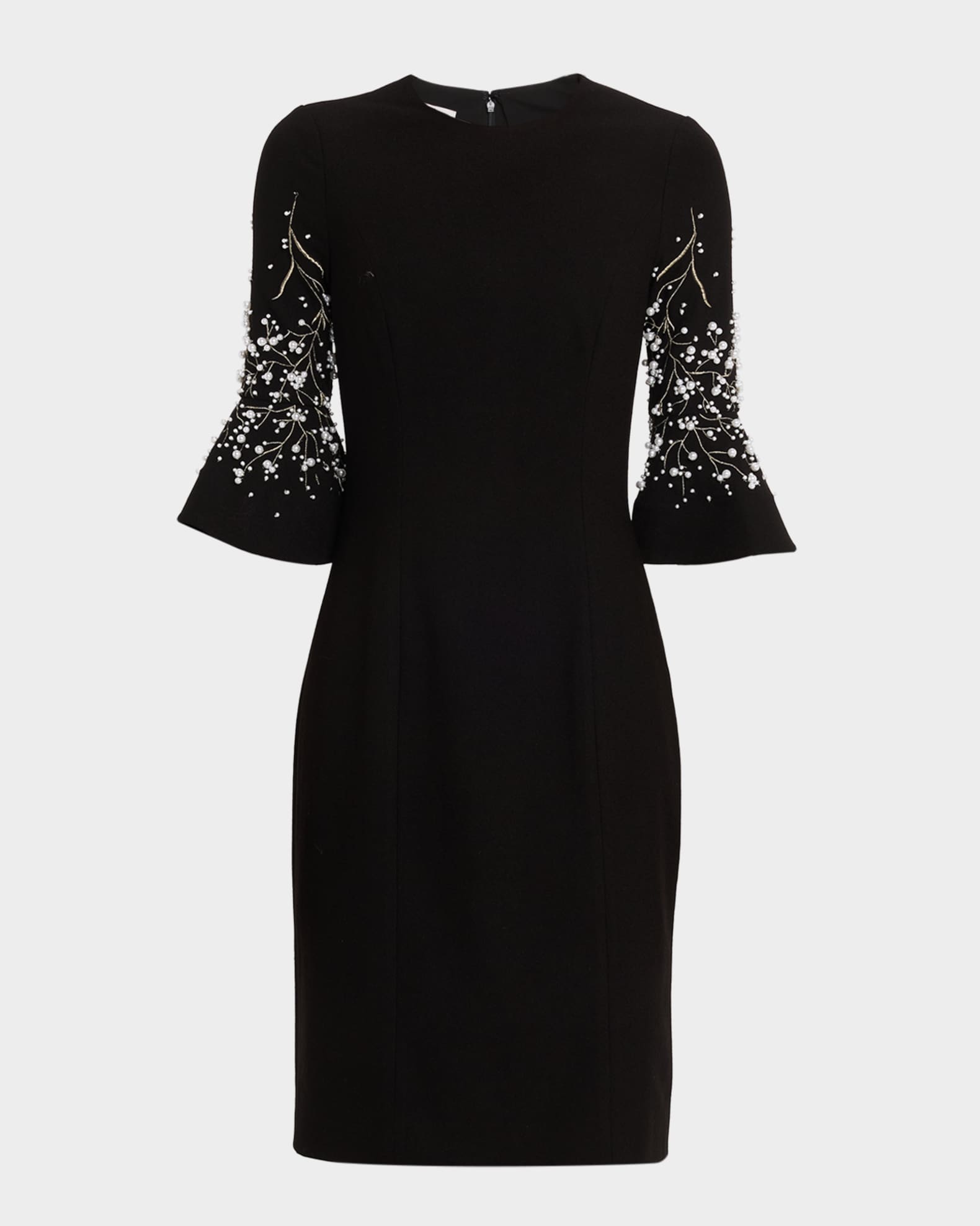 Rickie Freeman for Teri Jon Bead-Embroidered Crepe Dress | Neiman Marcus