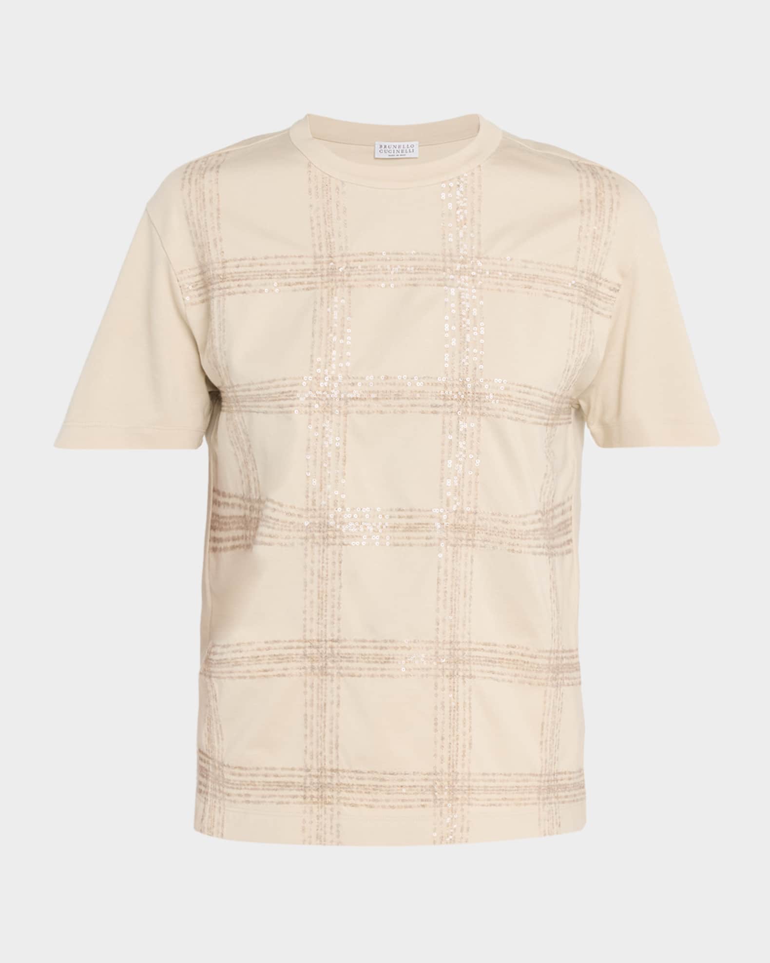 BRUNELLO CUCINELLI クリーム 半袖Tシャツ Brunello Cucinelli Logo cotton jersey T-shirt Brunello Cucinelli