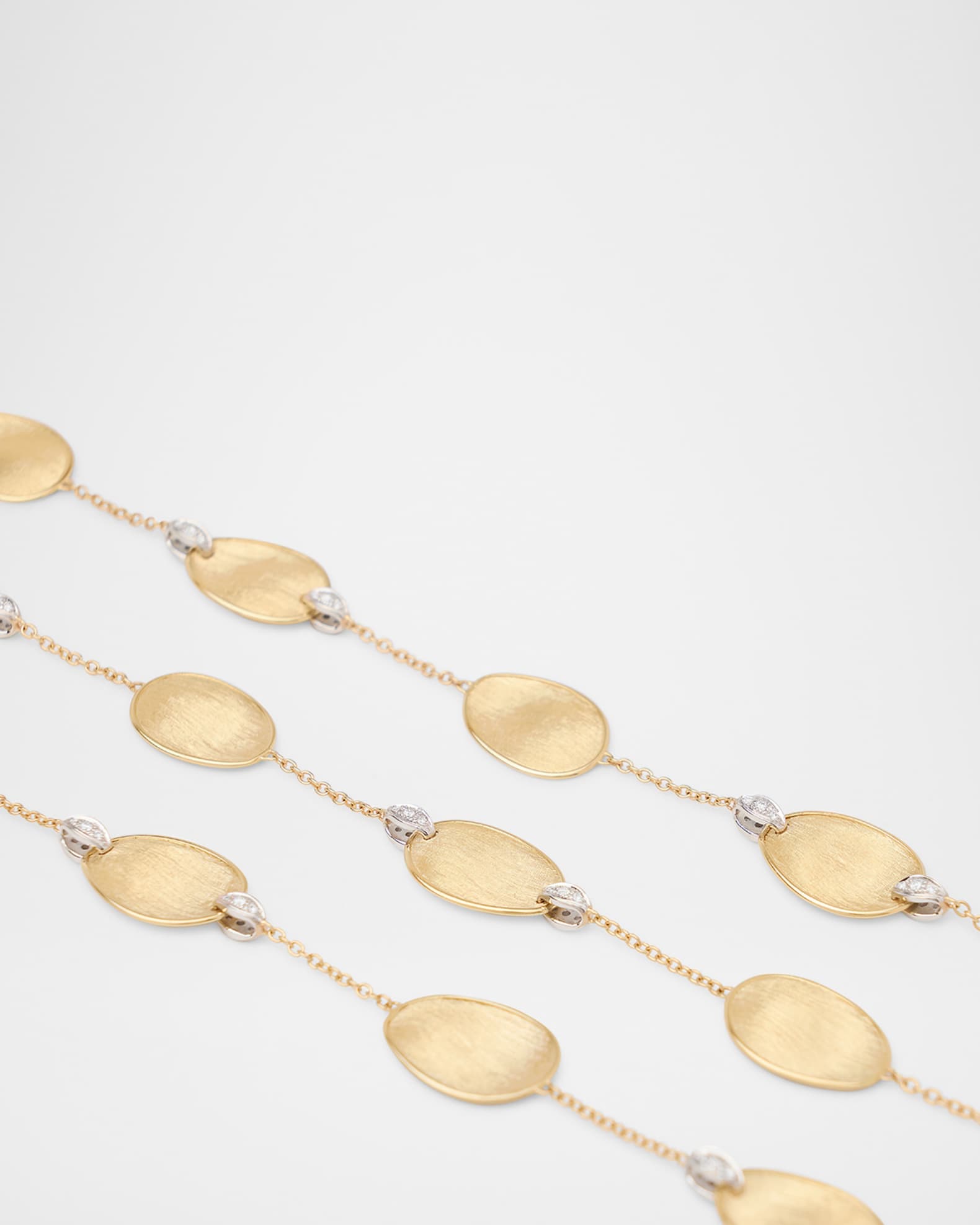 18K Gold Lunaria Long Necklace with Diamond Accents 1