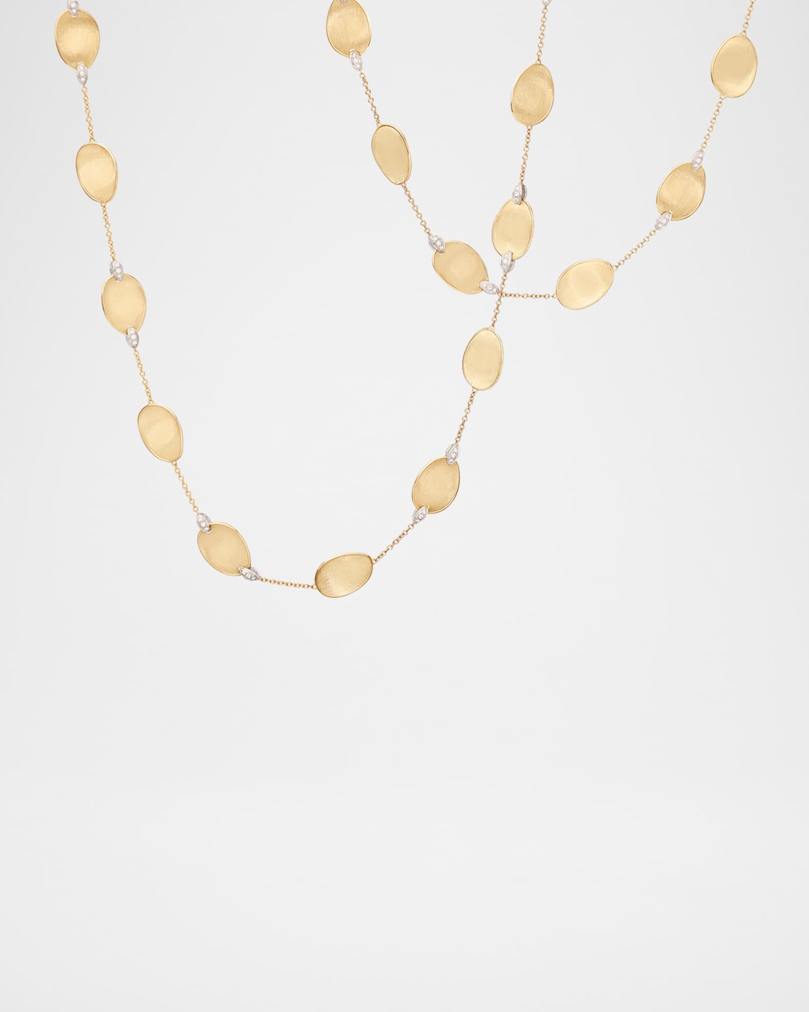 18K Gold Lunaria Long Necklace with Diamond Accents 0