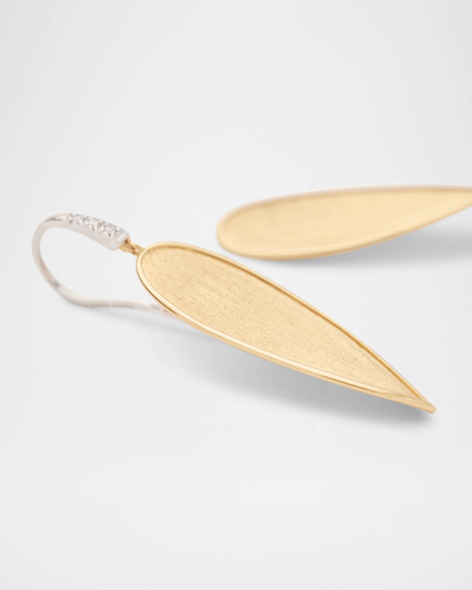 18K Gold Lunaria Twist Petal Drop Earrings with Diamonds 0