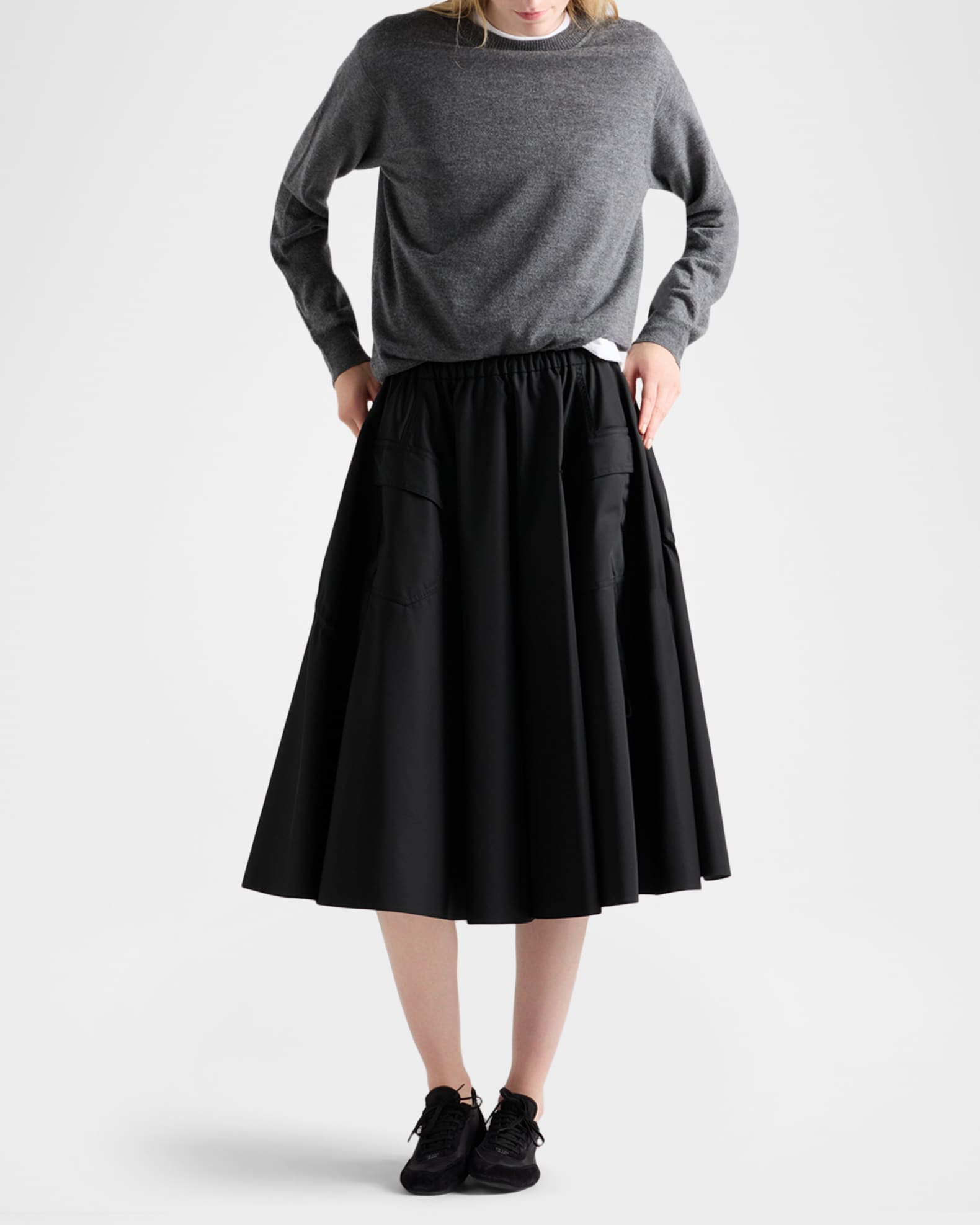 Prada Re-Nylon Drawstring Midi Circle Skirt | Neiman Marcus