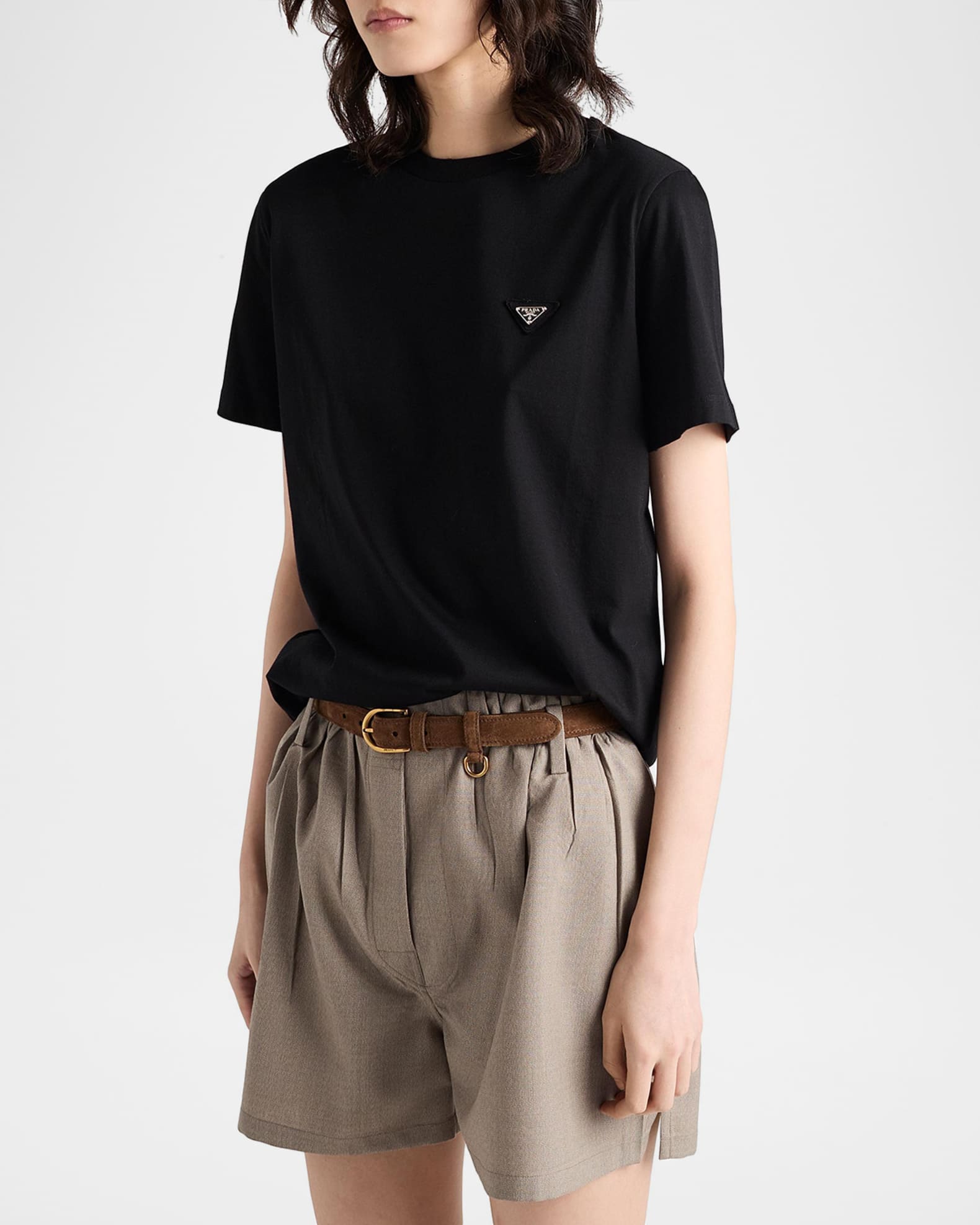 PRADAショート丈Tシャツ Prada Short-Sleeve Jersey T-Shirt | Neiman Marcus