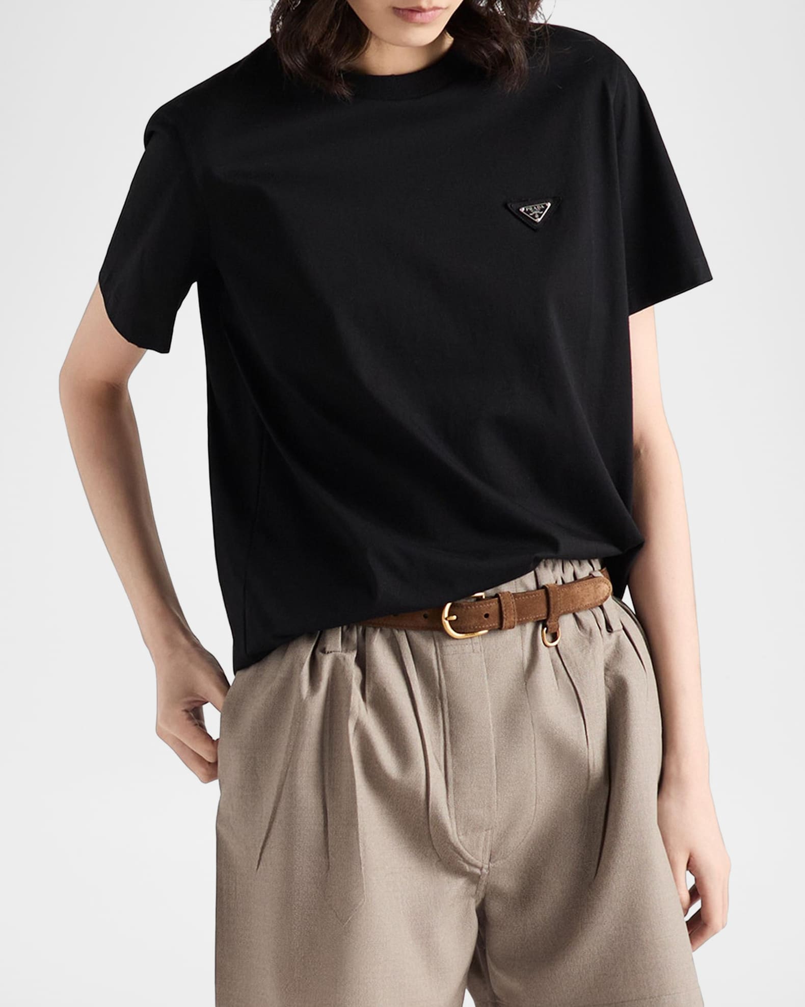 Prada Short-Sleeve Jersey T-Shirt | Neiman Marcus