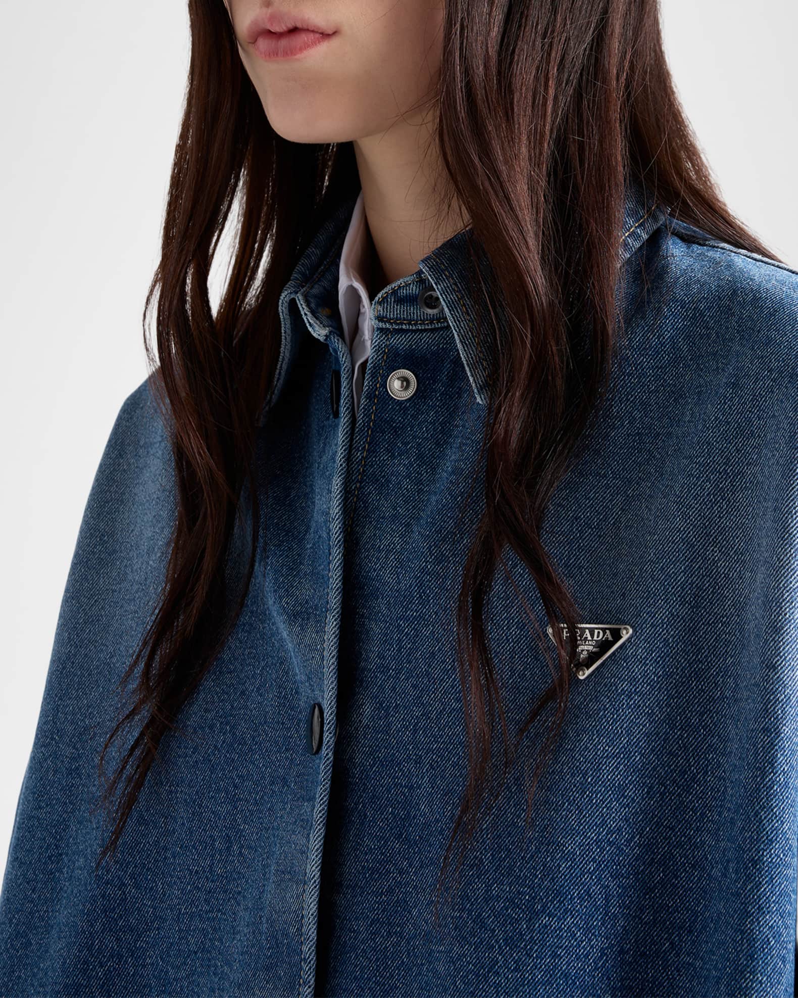 Prada Oversized Denim Button-Down Shirt | Neiman Marcus