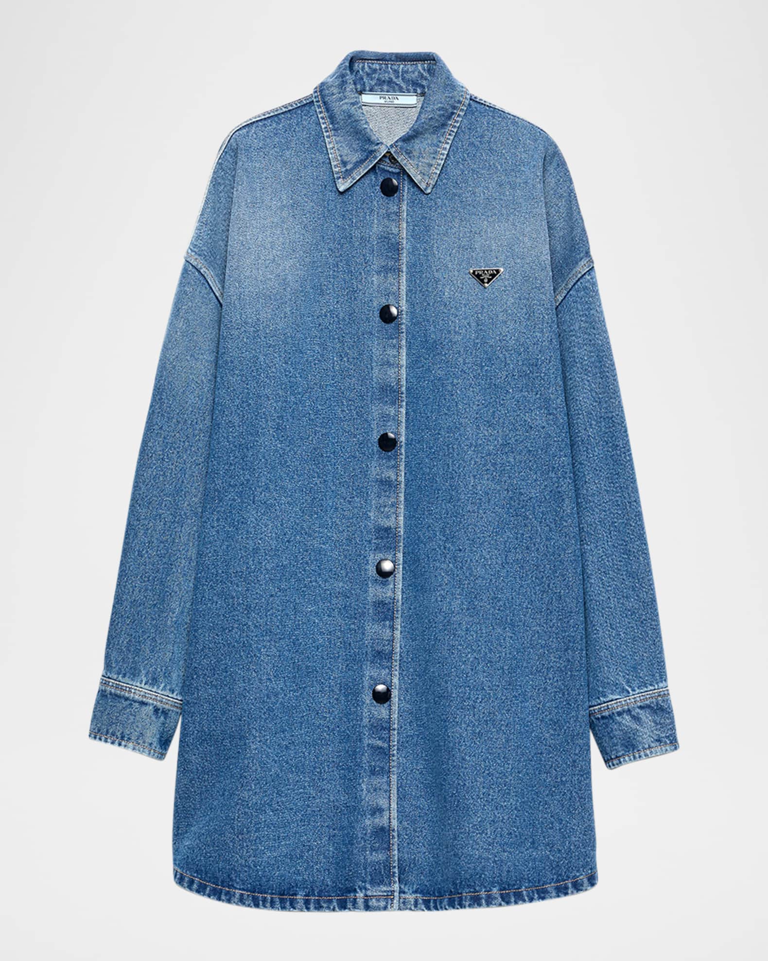 正規品 Prada Mid Blue Denim Shirt 21AW Mid Blue Denim Shirt | PRADA