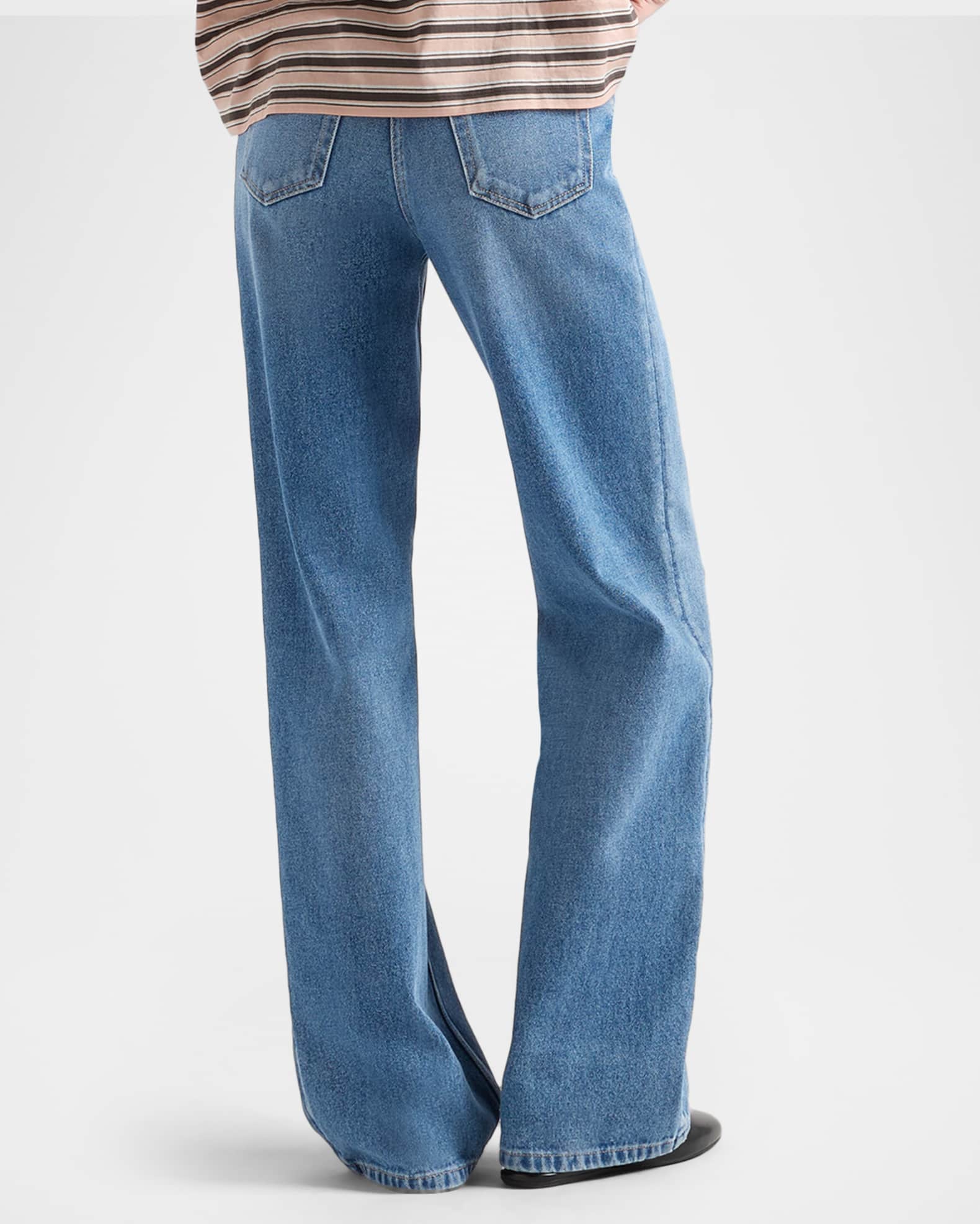 Prada High-Rise Wide-Leg Denim Jeans | Neiman Marcus
