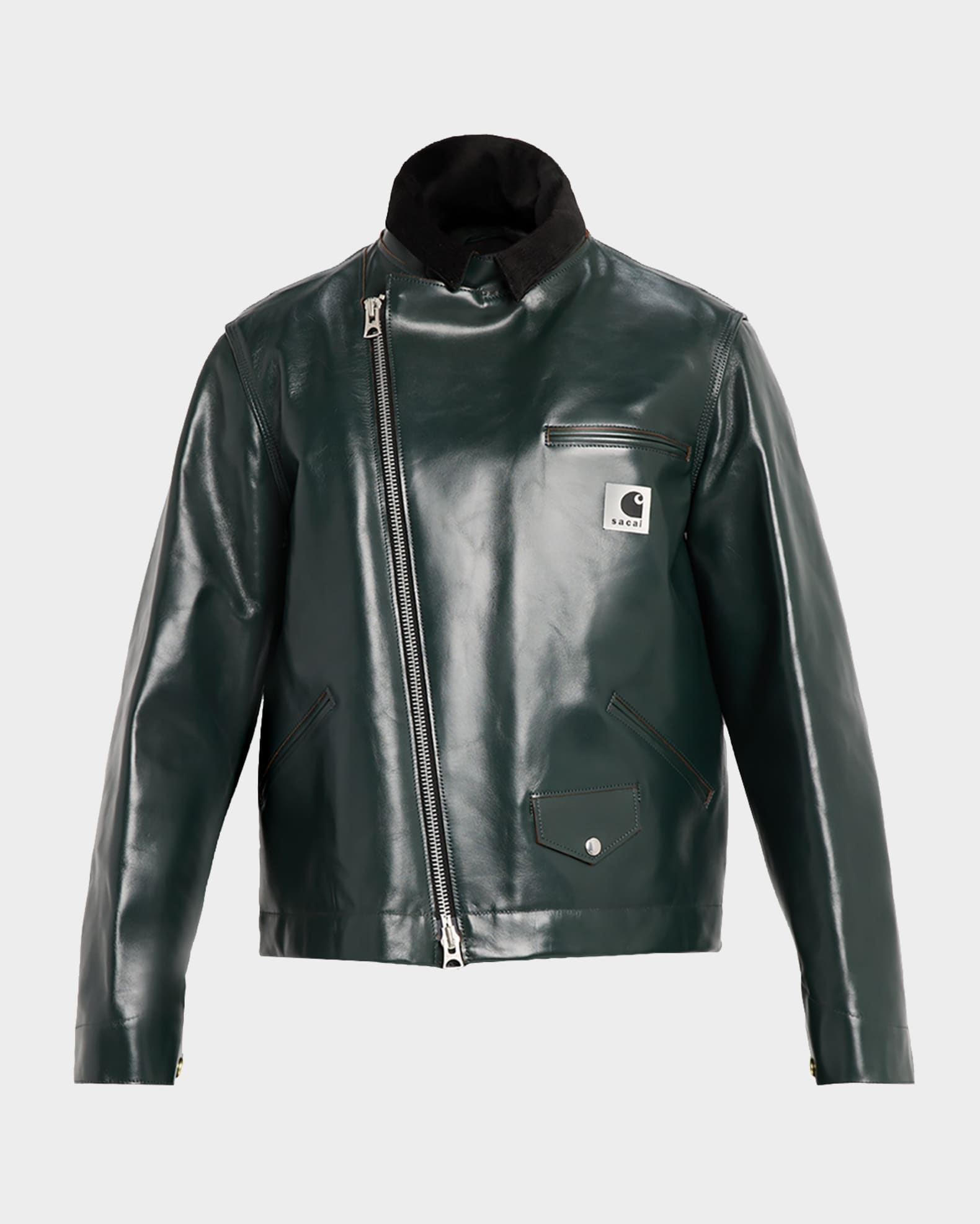 SACAI x CARHARTT WIP Men's Leather Moto Jacket | Neiman Marcus