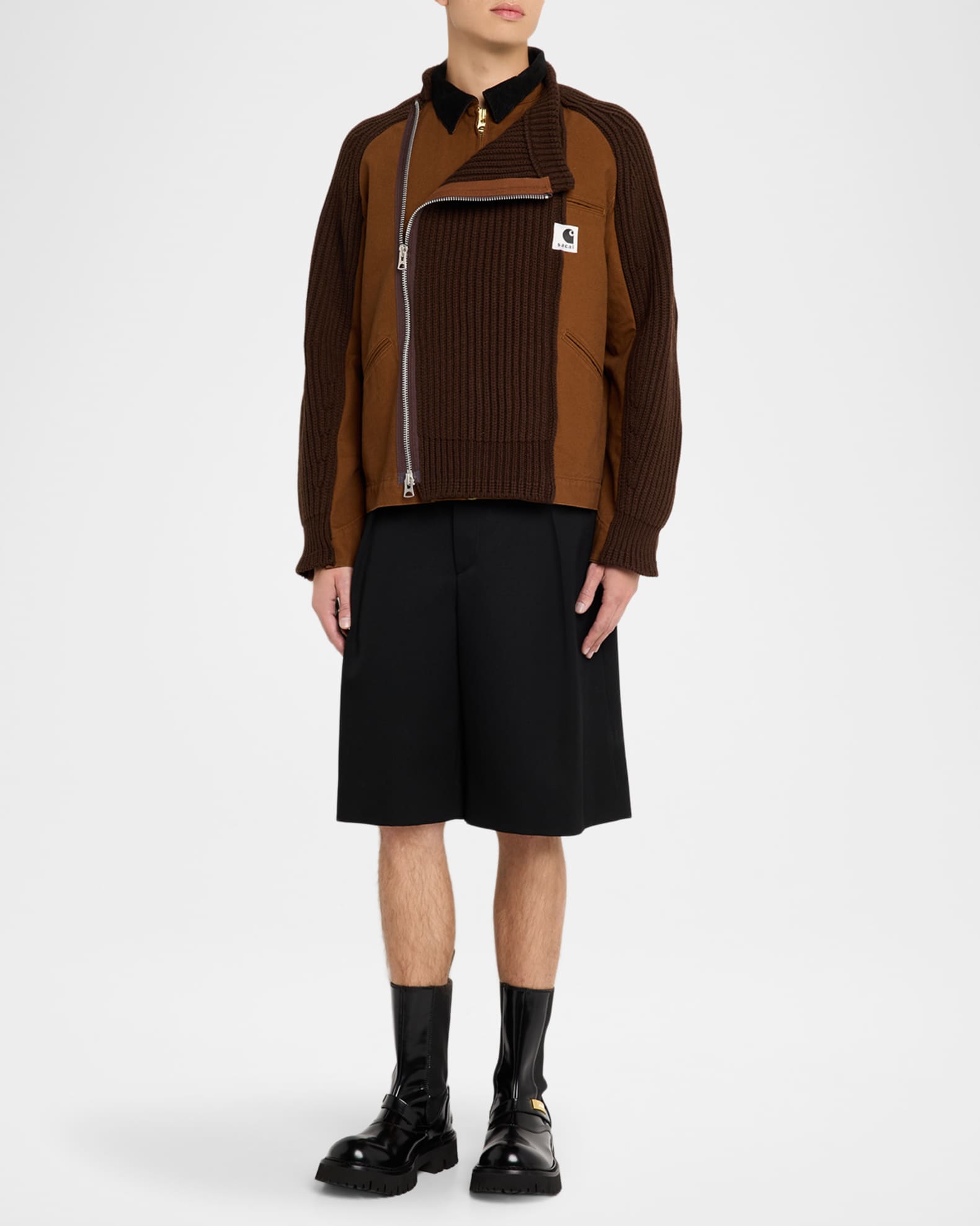 SACAI x CARHARTT WIP Men's Washed Duck & Wool Knit Blouson Jacket