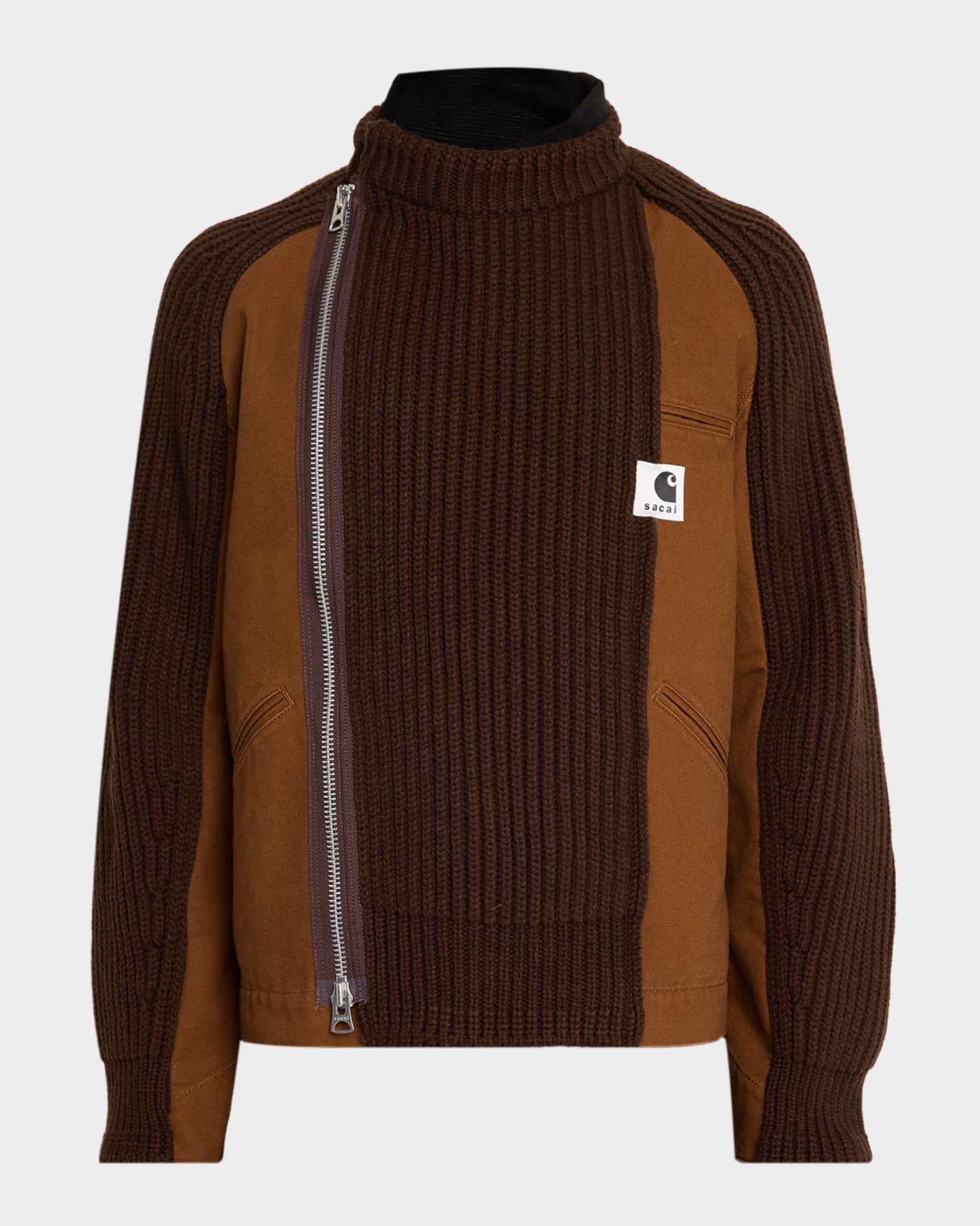 SACAI x CARHARTT WIP Men's Washed Duck & Wool Knit Blouson Jacket