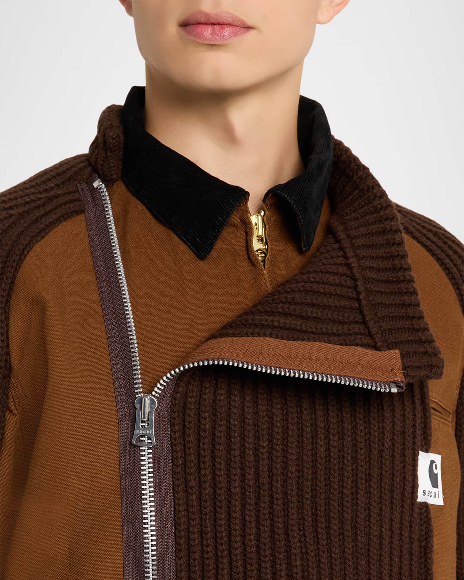 SACAI x CARHARTT WIP Men's Washed Duck & Wool Knit Blouson Jacket