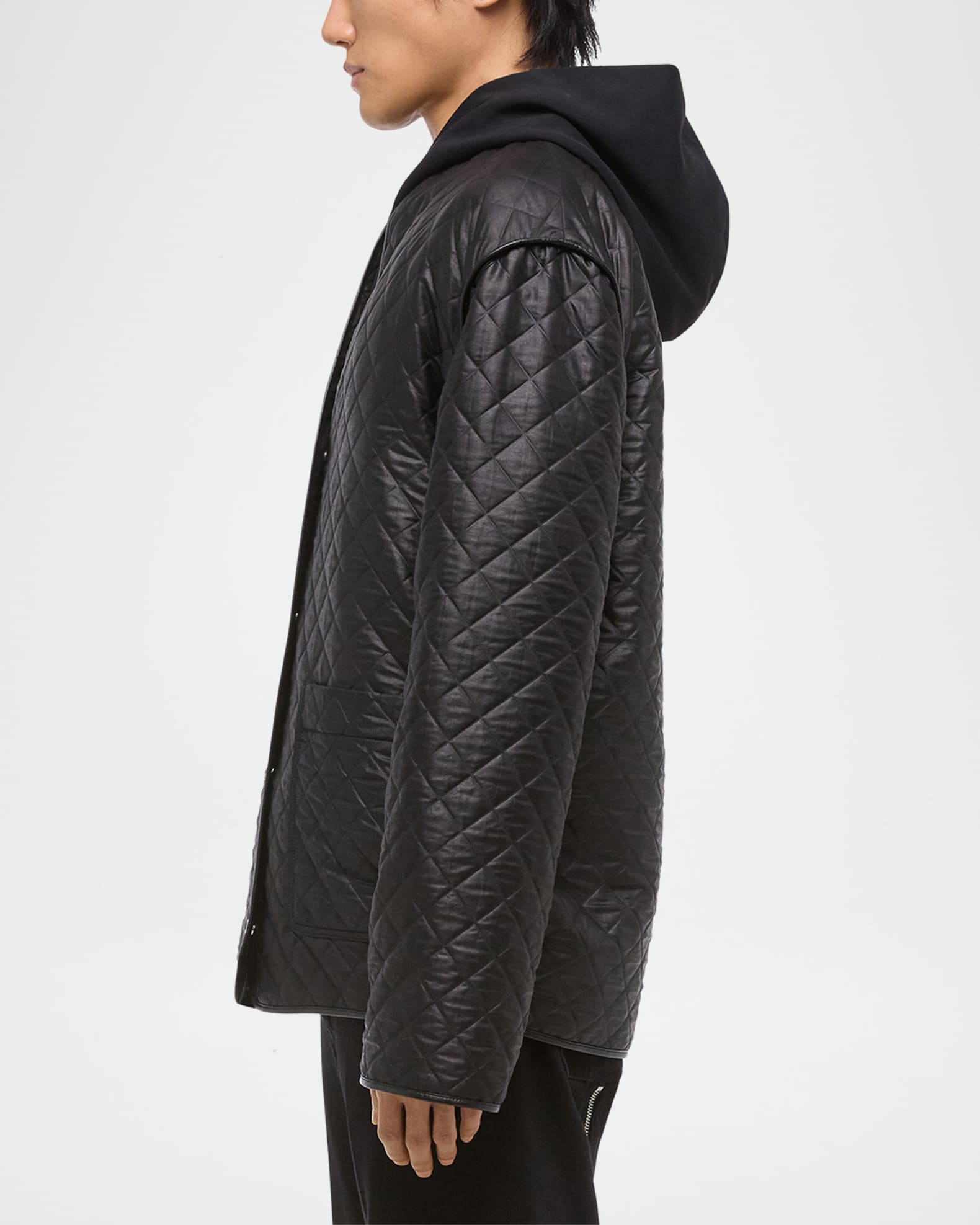 Helmut Lang Men's Quilted V-Neck Padded Jacket | Neiman Marcus