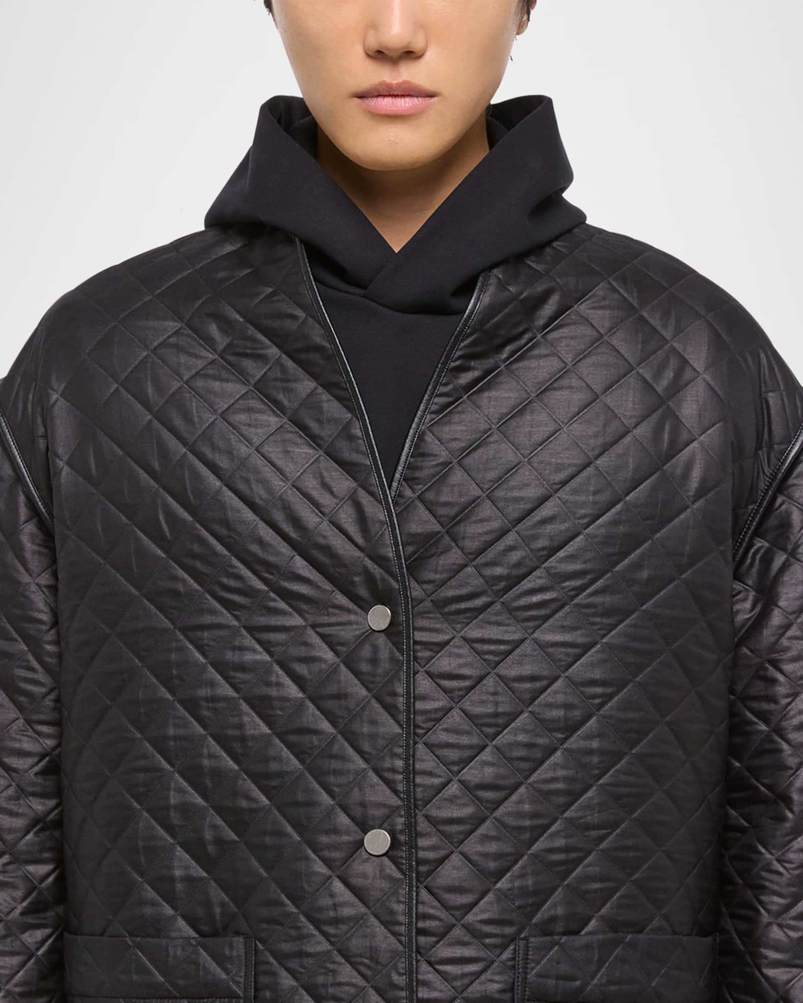 Helmut Lang Men's Quilted V-Neck Padded Jacket | Neiman Marcus