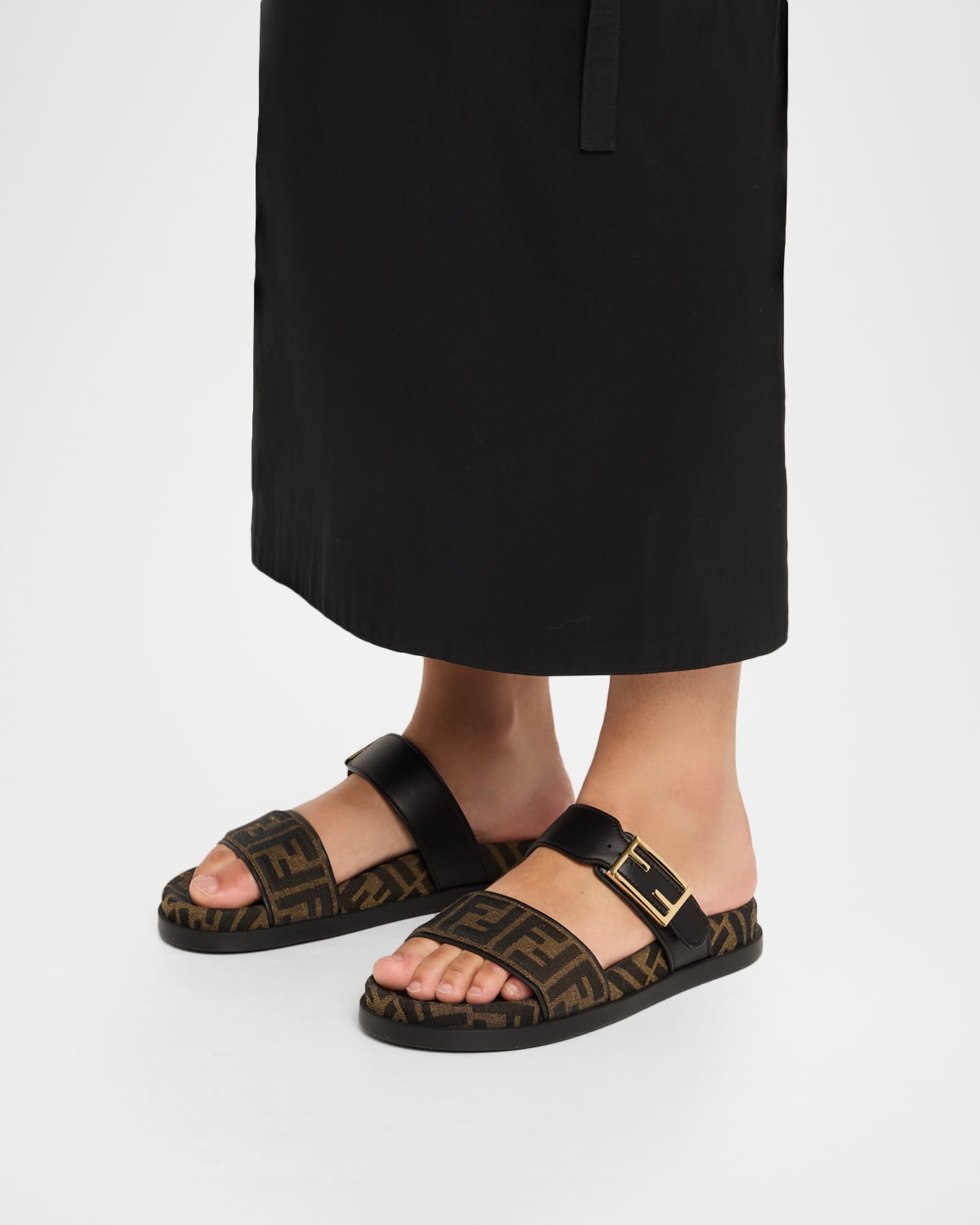 Fendi FF Monogram Feel Slide Sandals | Neiman Marcus