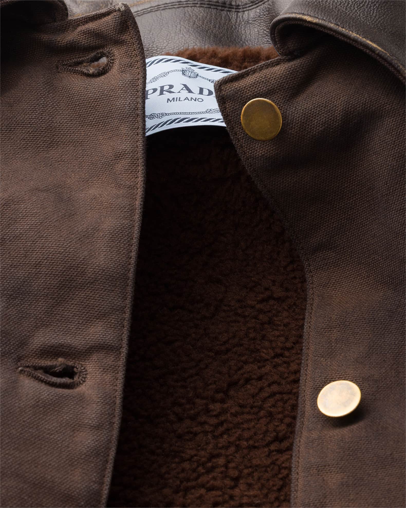 Prada Canvas Barn Jacket With Fleece Lining | Neiman Marcus